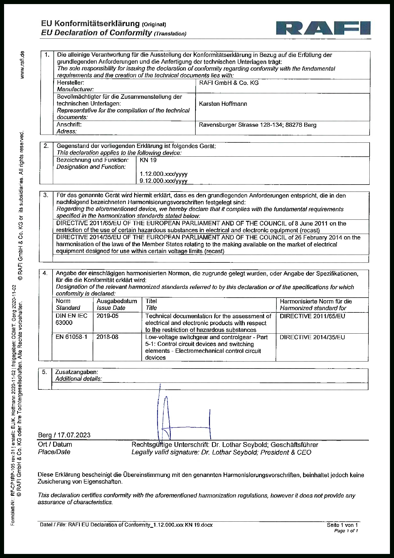 Rafi Ecatalog | Mikrotaster - Mikrotaster - Kn 19 - Kn 19 - Printable W-9 Form 2019