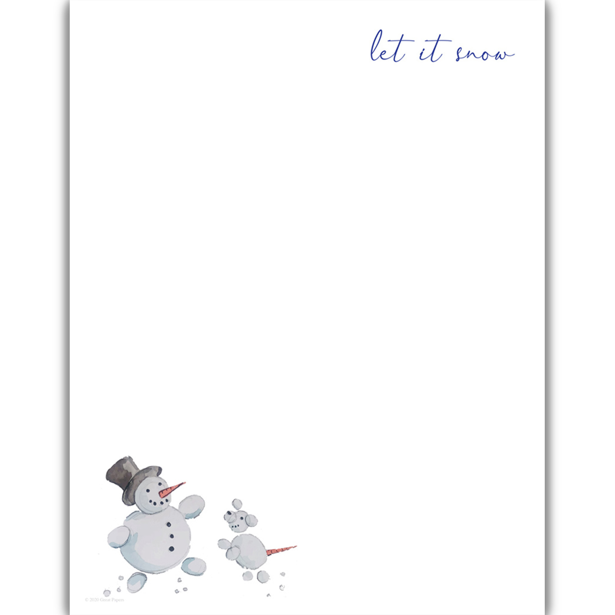 Snow Friends Hand Illustrated Letterhead [2020125] : Designer Papers | Decorative Printer Paper | Printable Paper | Christmas Stationery - Snowman Stationary Free