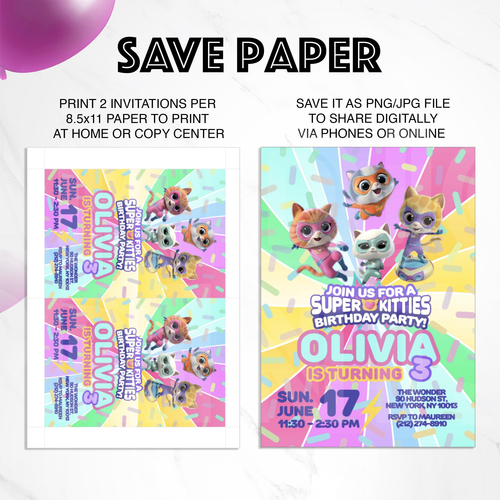 Super Kitty Geburtstagseinladungen Vorlage Bundle, Danke Tags - Printable Sample Of Littlest Pet Shop Party