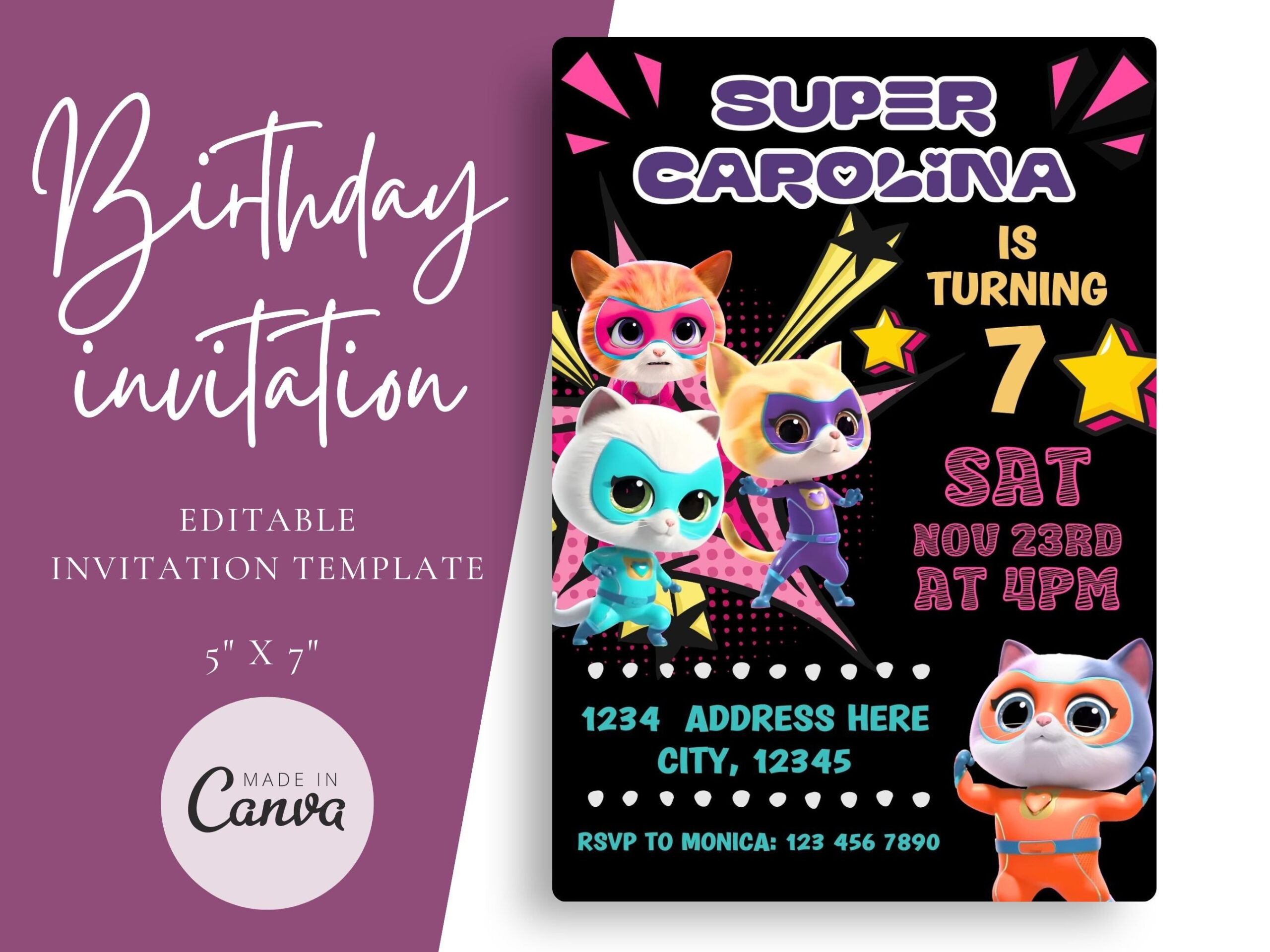 Superkitties Birthday Invitation Template | Birthday Invitations - Free Printable Littlest Pet Shop Birthday Party Invitations