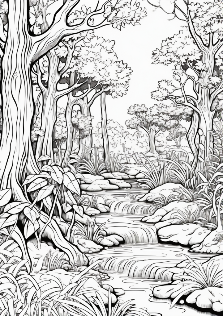 Tropical Rainforest Scenery Printable - Tropical Rainforest Scenery Printable Cool Coloring Pages For Free Printable Rainforest Pictures 721x1024 