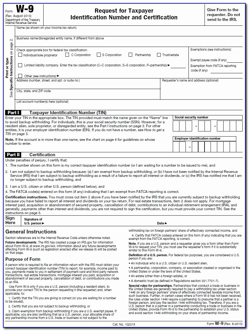 W9 Form Spanish - Printable W-9 Form 2019