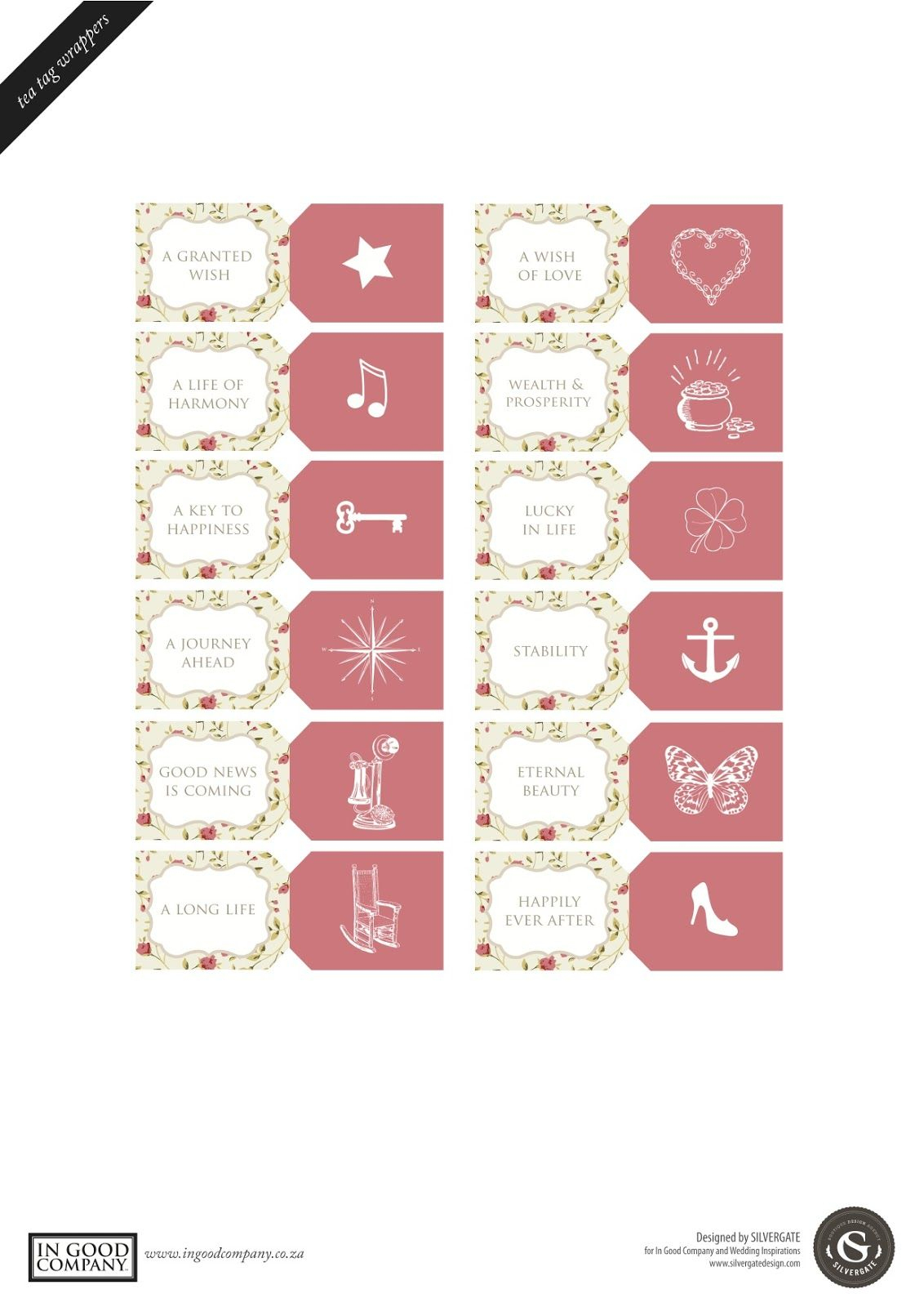 You Are In Good Company | Tea Tag, Tea Party Decorations, Tea Crafts - Printable Tea Tags Free