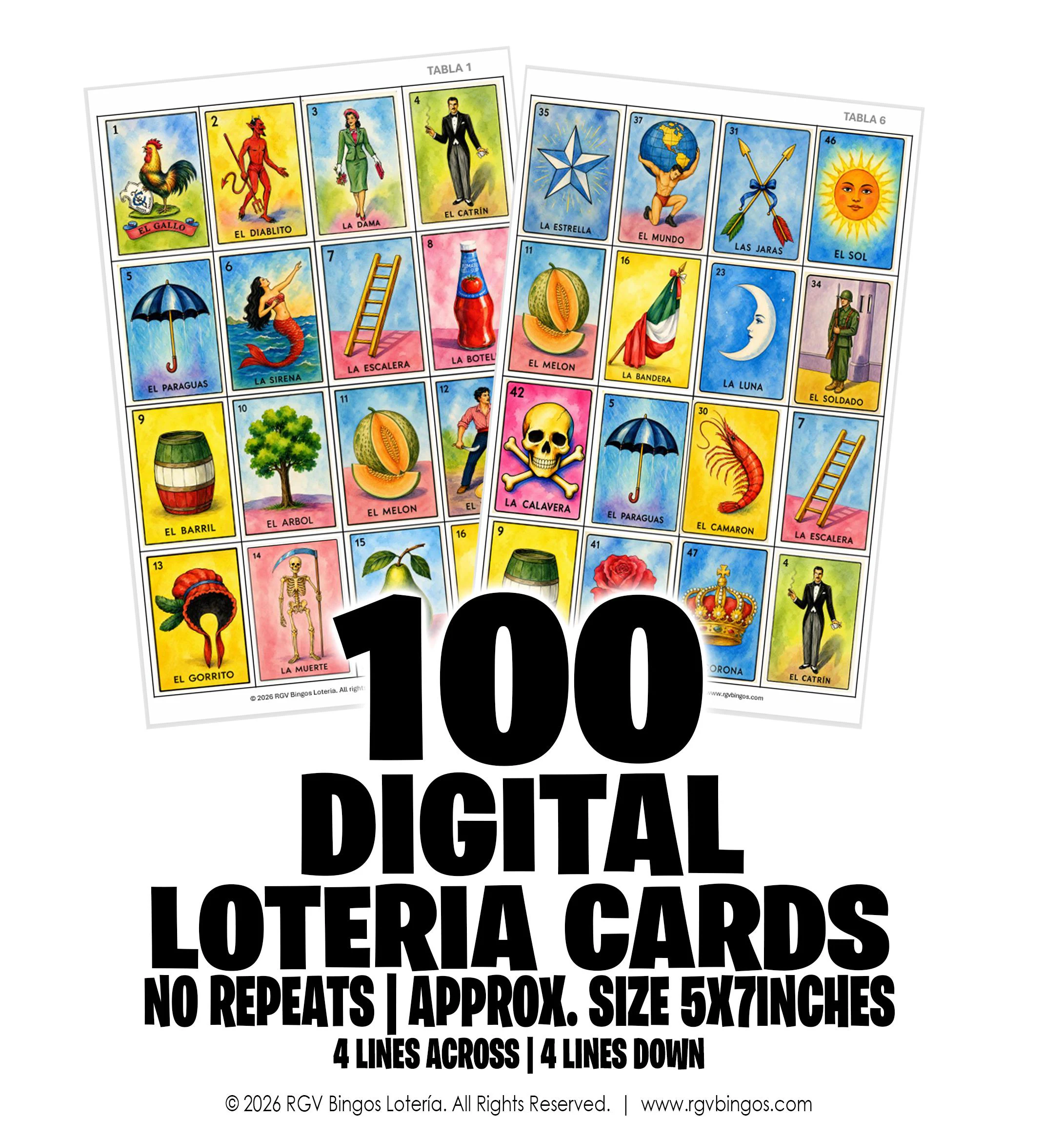 100 Modern Mexican Loteria Cards Digital 100 Modern Mexican Loteria Cards Digital