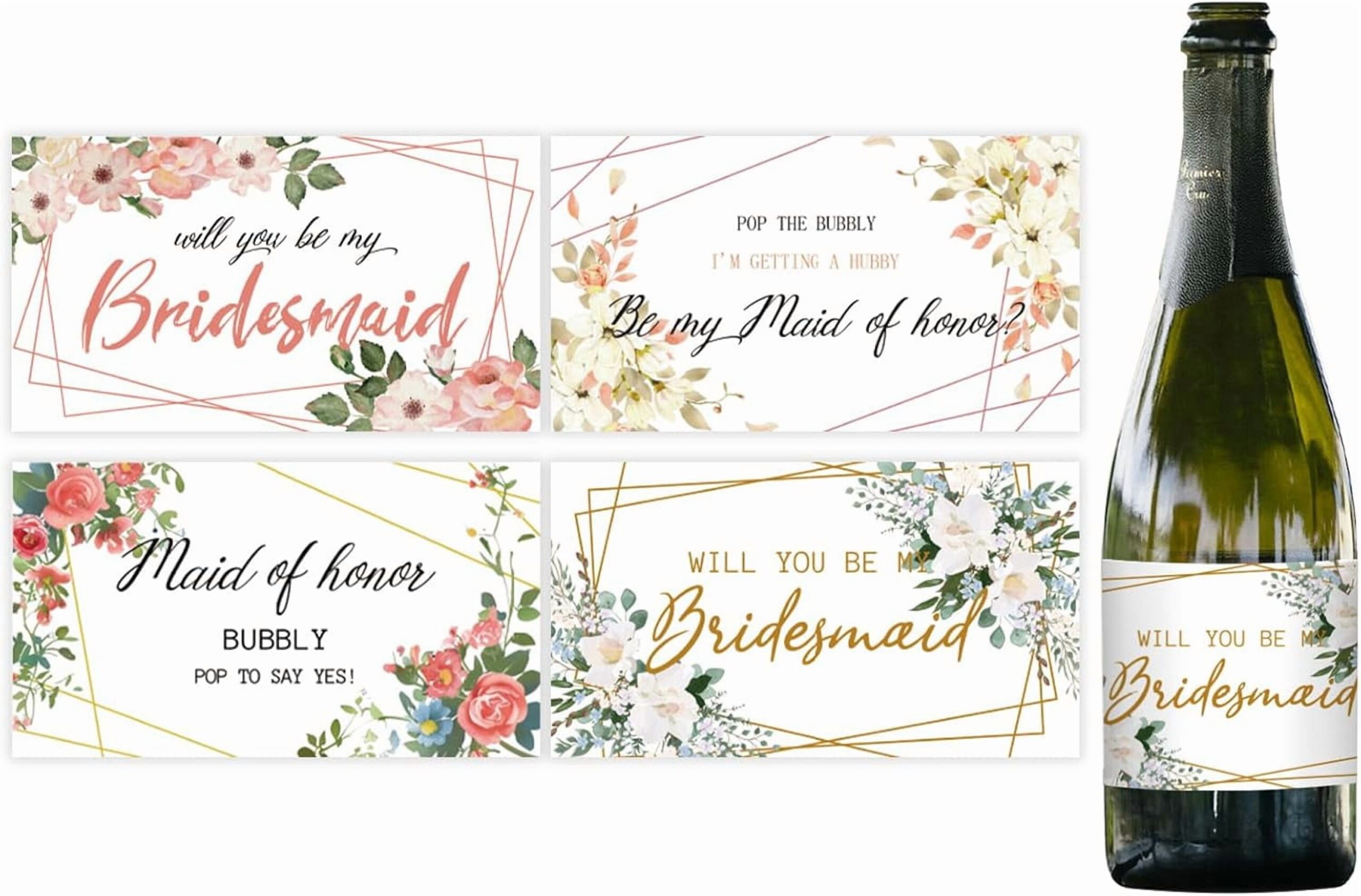 40 Pcs Bridesmaid Wine Labels DIY Bottles Mrs Mini Champagne Labels Wedding Label Floral Wine Bottle Label Stickers Champagne Stickers Covers Gifts D 40 Pcs Bridesmaid Wine Labels DIY Bottles Mrs Mini Champagne Labels Wedding Label Floral Wine Bottle Label Stickers Champagne Stickers Covers Gifts D