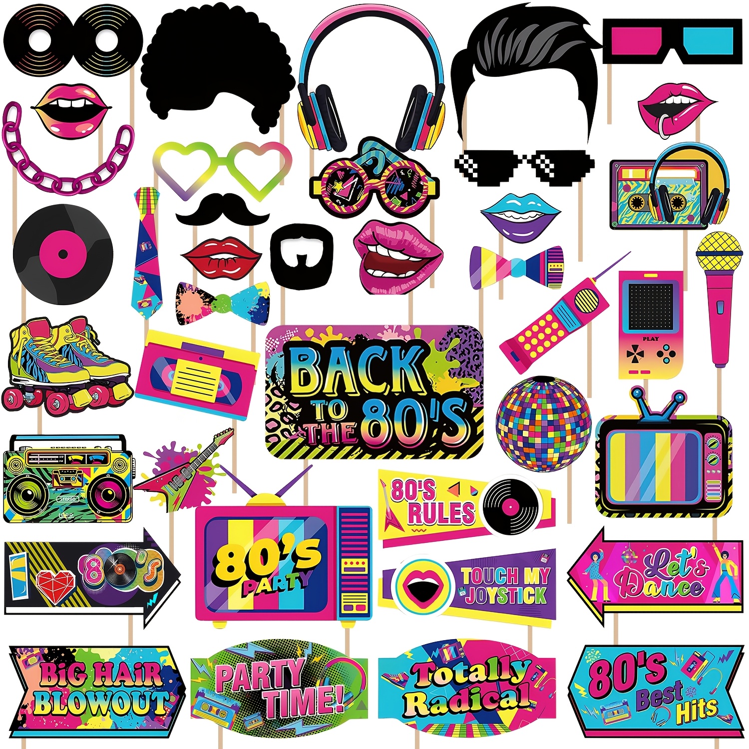 80s photo booth props printable free