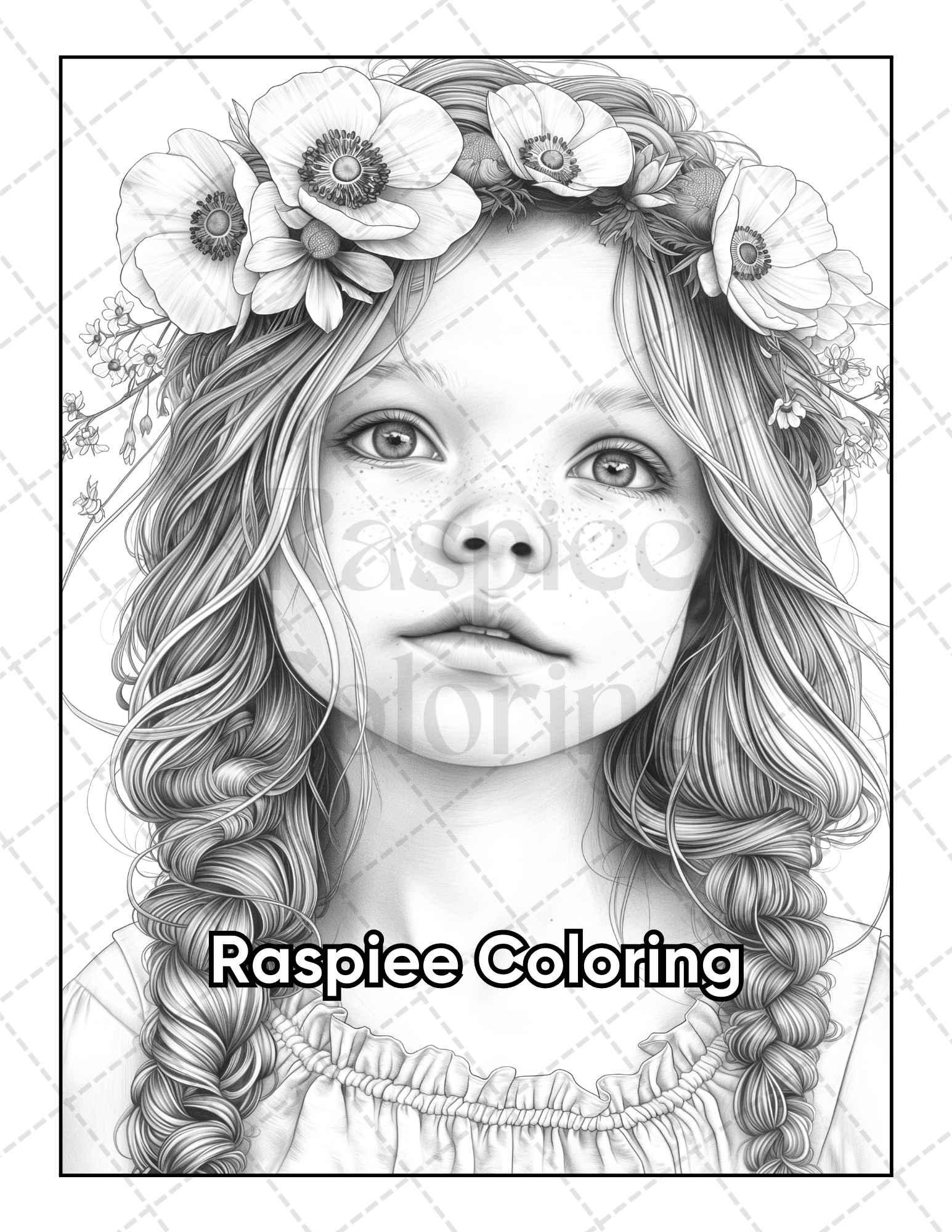 50 Adorable Flower Girls Coloring Pages For Adults Printable Pdf Instant Download