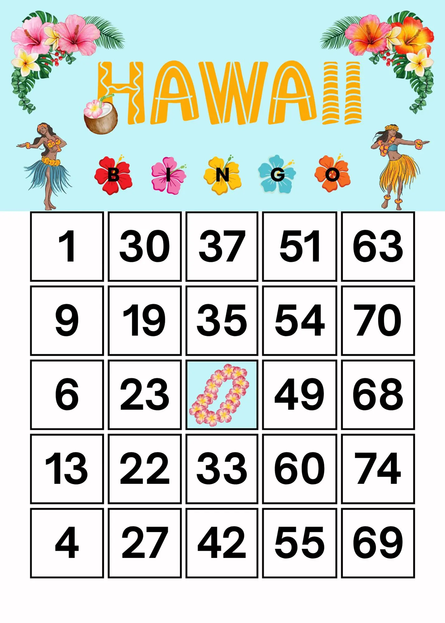 50 Hawaii Bingo Cards Printable Instant