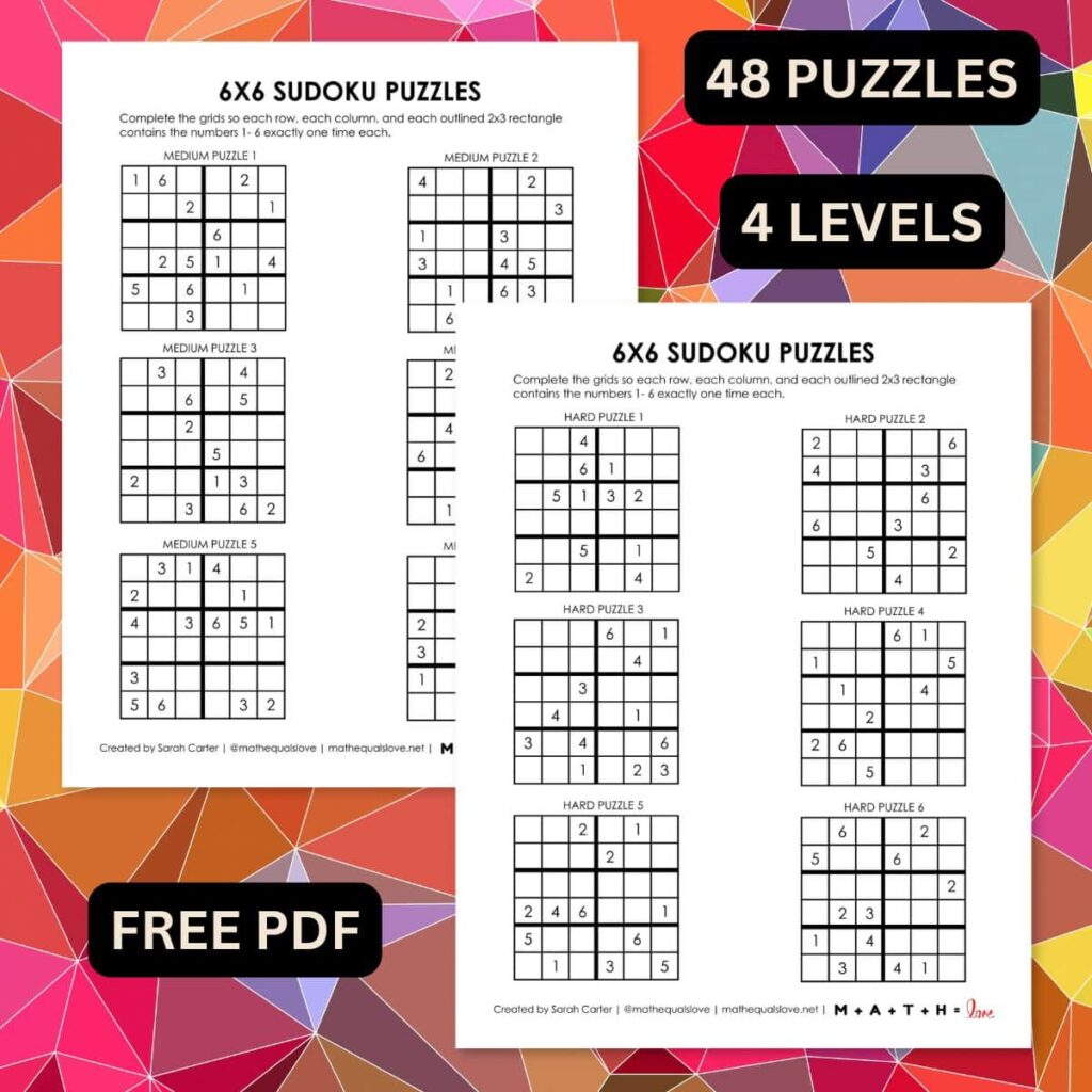 6x6 Sudoku Puzzles Printable 6x6 Sudoku Puzzles Printable