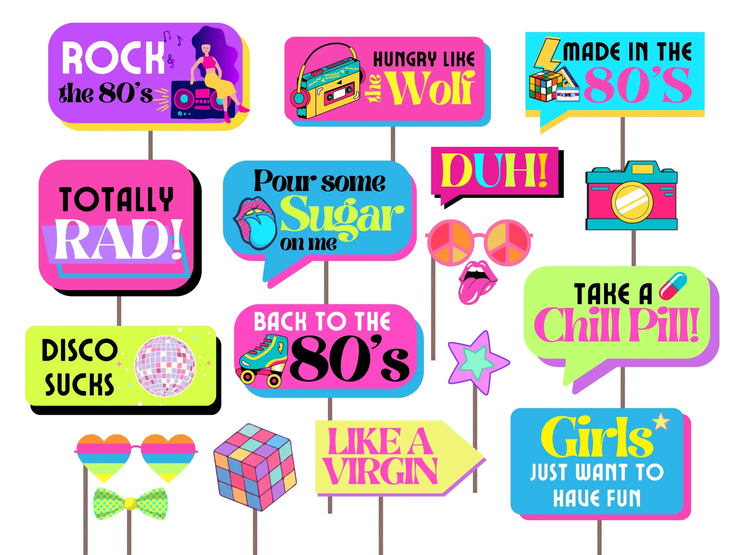 80s Party Photo Booth Props 80s Photo