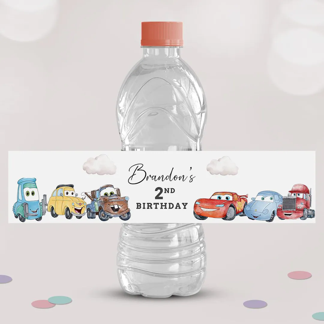 Any Age Cars Birthday Bottle Labels Boy Any Age Cars Birthday Bottle Labels Boy