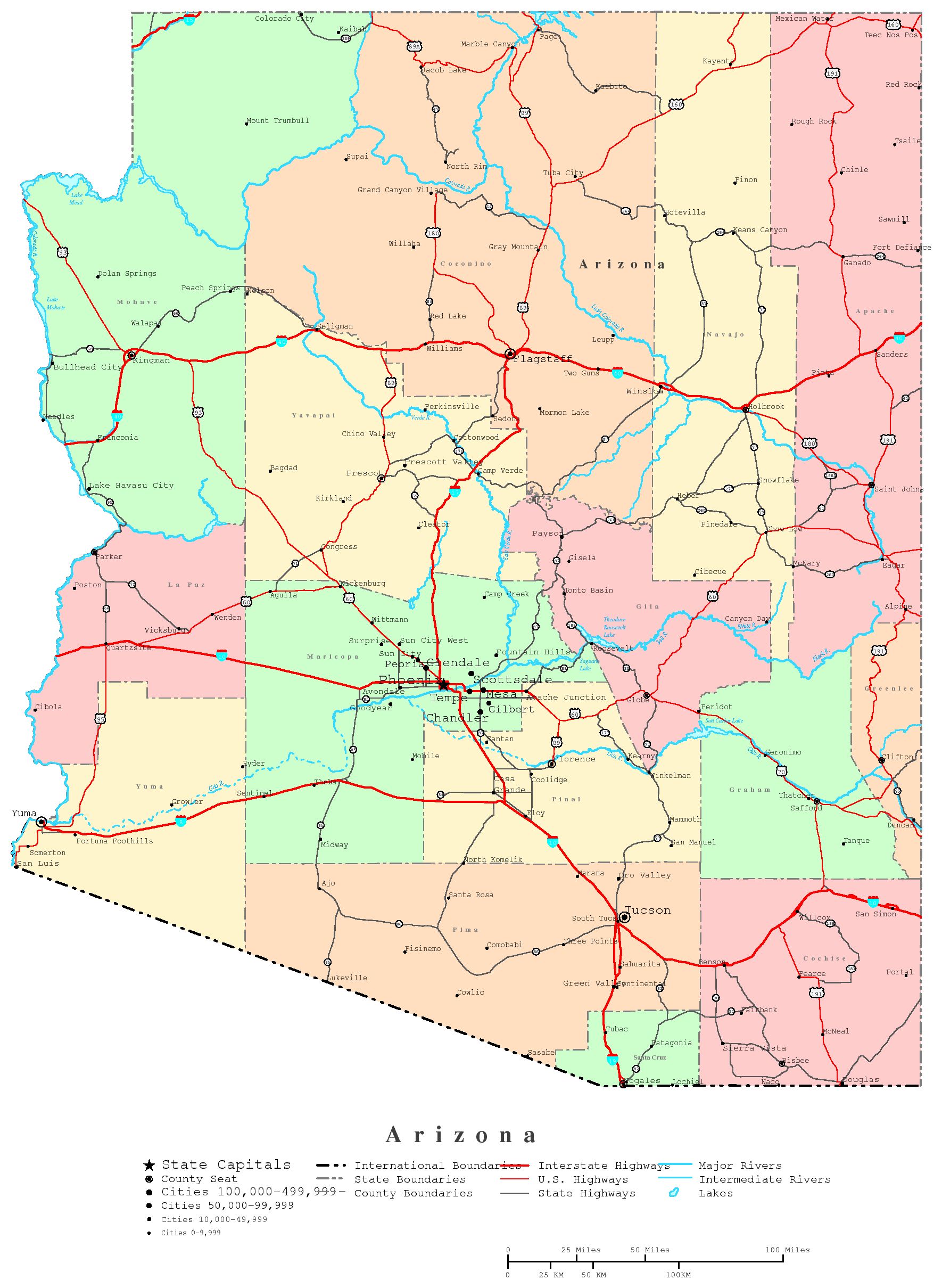 Arizona Printable Map 427 Arizona Printable Map 427