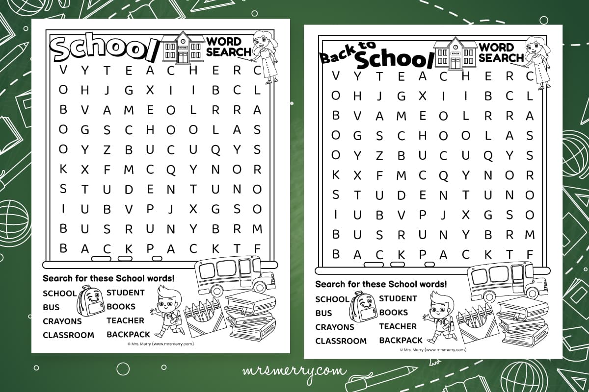 Back To School Word Search Back To School Word Search