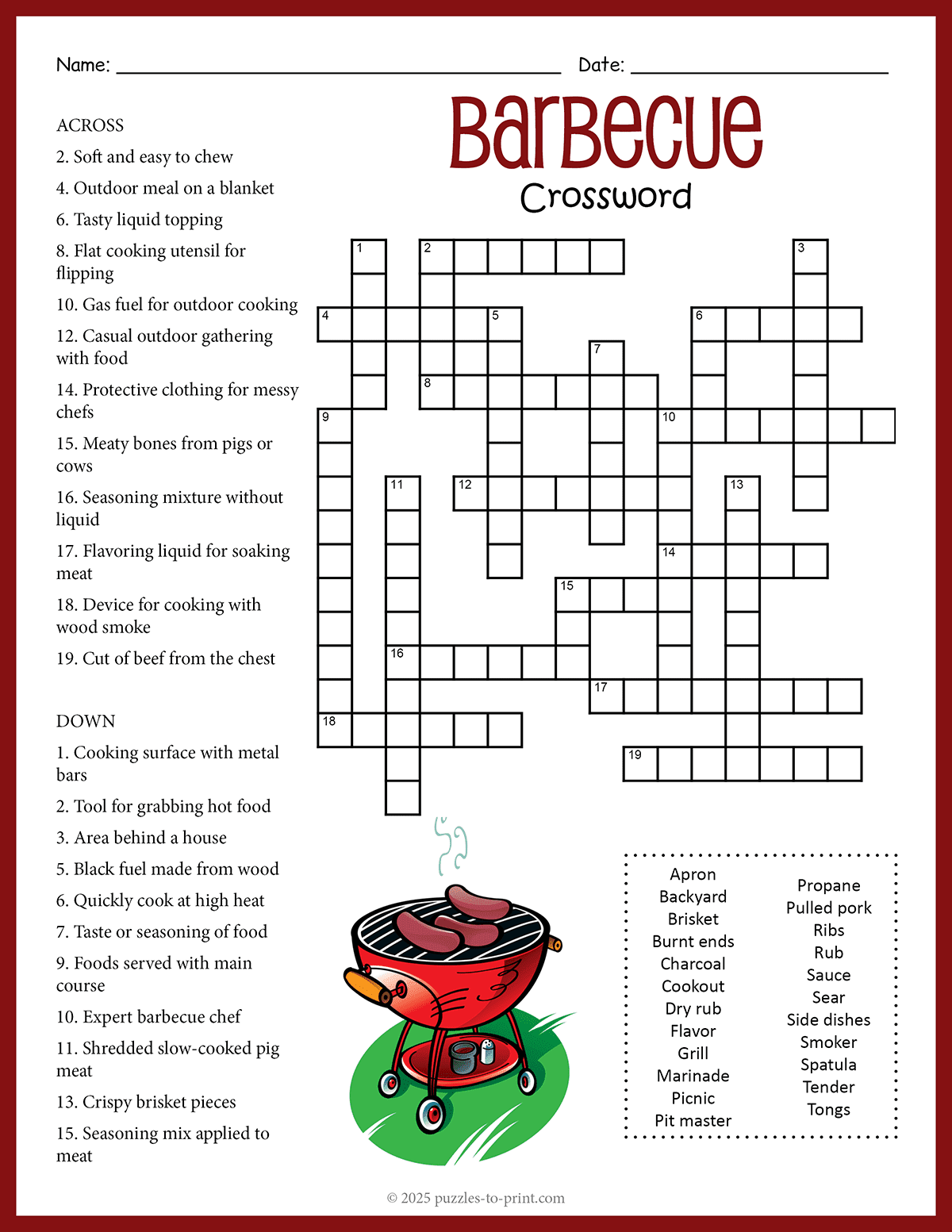 Barbecue Crossword shtml Barbecue Crossword shtml