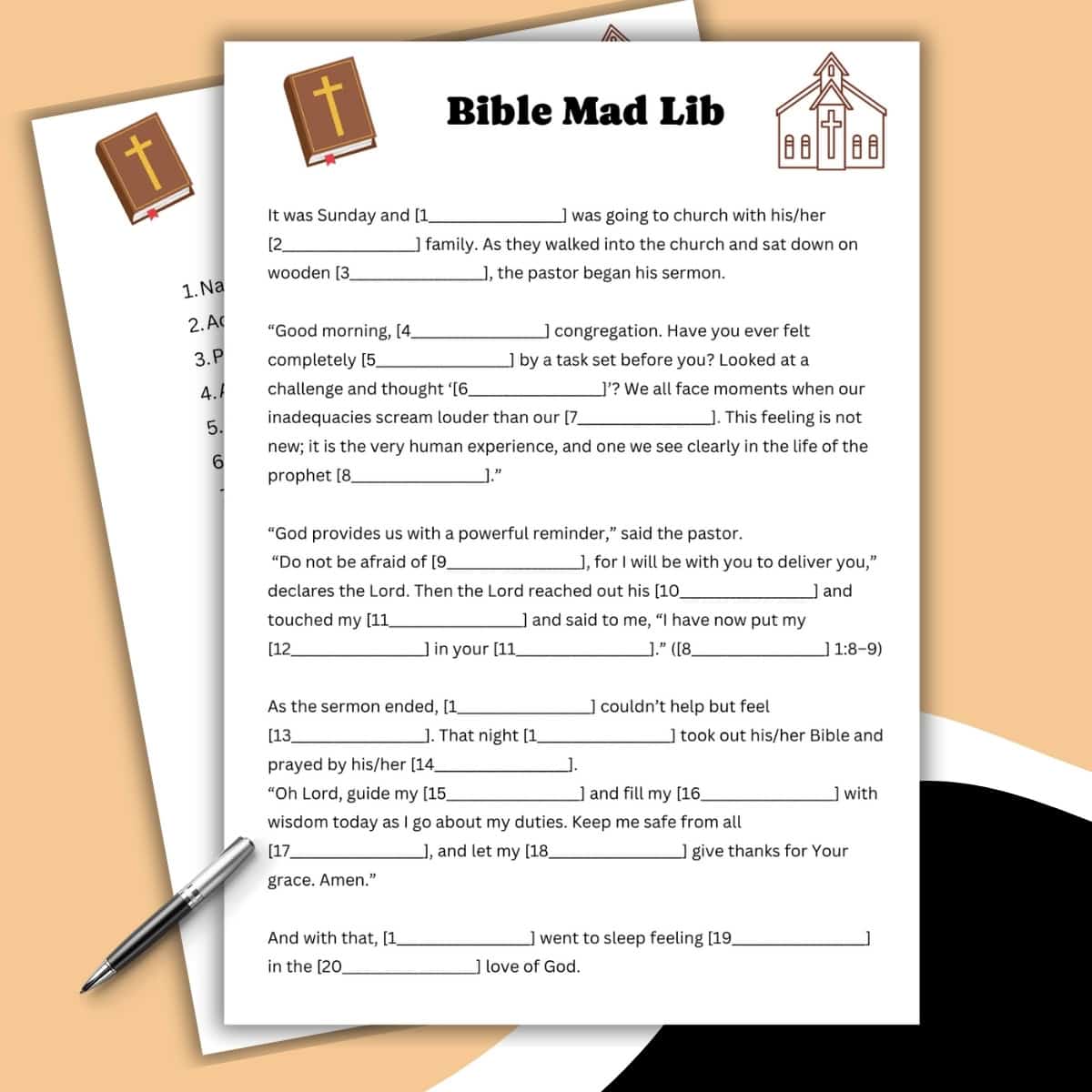 Bible Mad Lib Style Free Printable