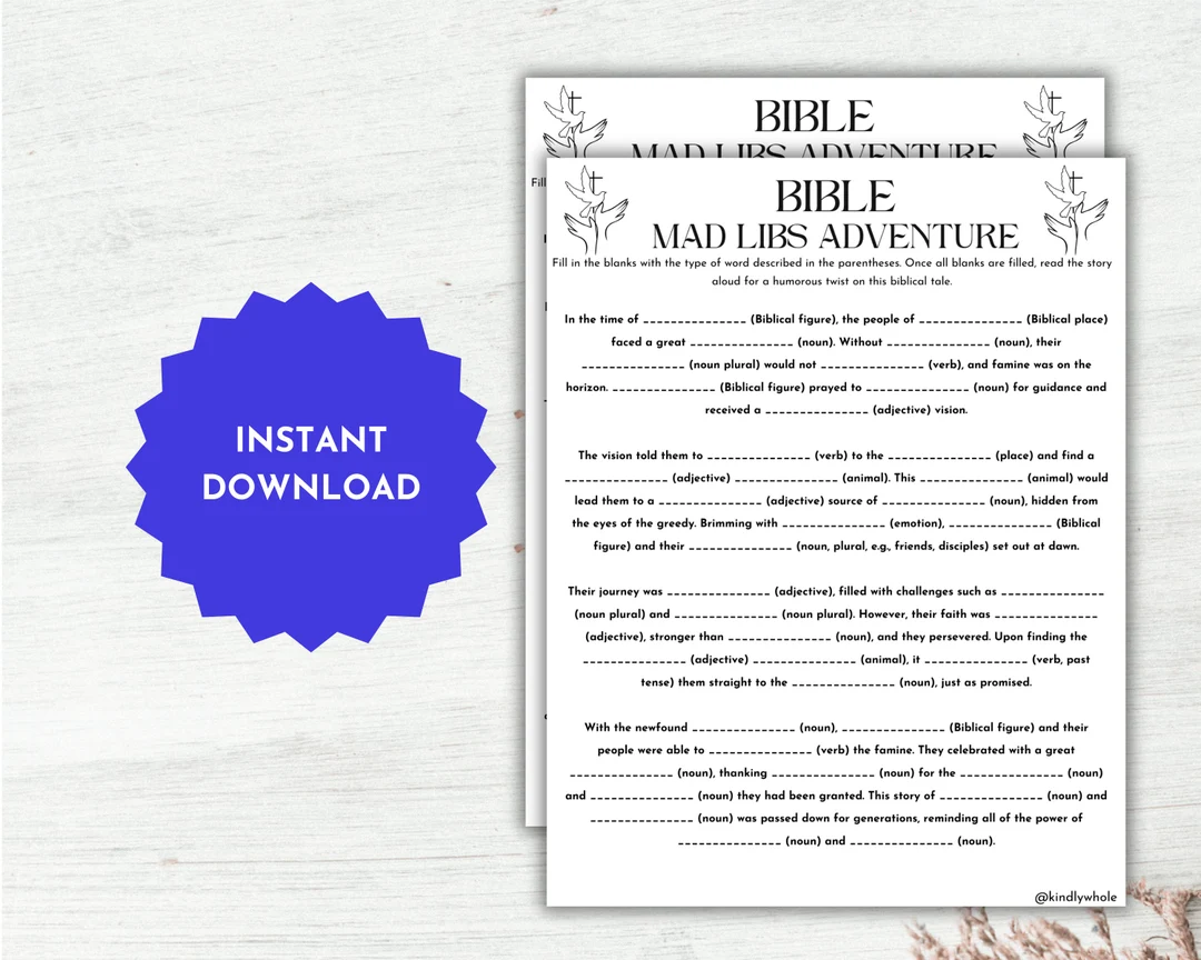 Bible Mad Libs Game Printable Sunday