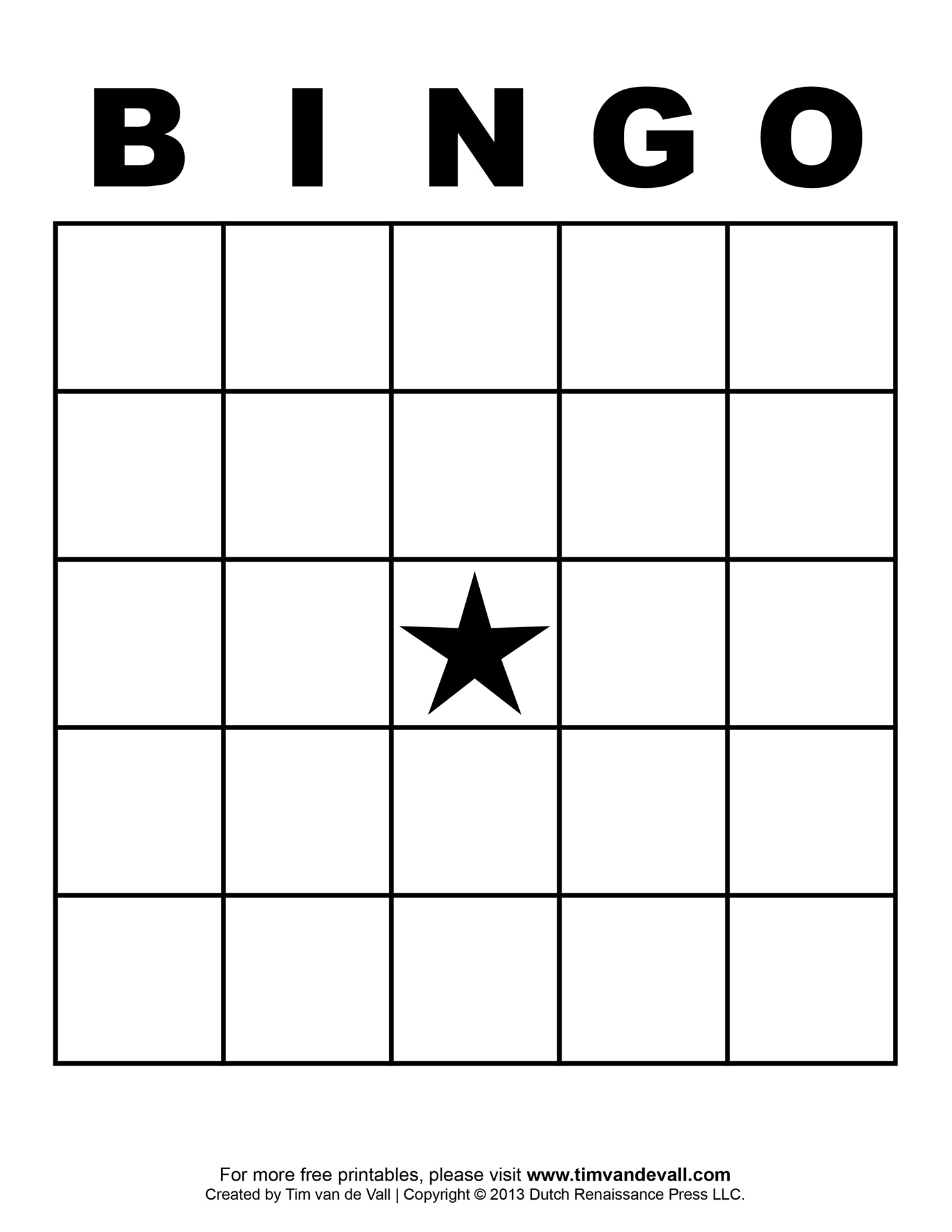 Blank Bingo Template Blank Bingo Template