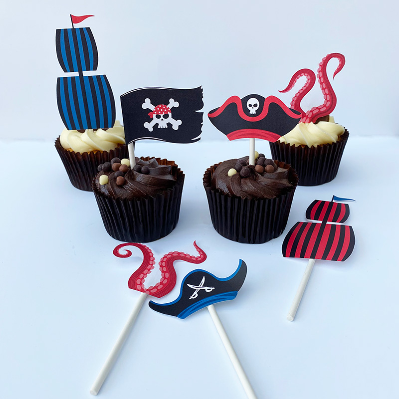 Blue Red Pirate Cupcake Topper Blue Red Pirate Cupcake Topper