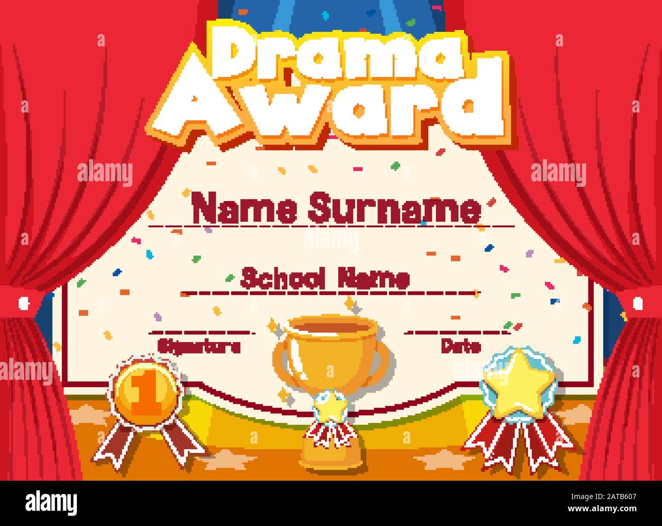 Certificate Template For Drama Award With Stage In Background Illustration Image341994919 Certificate Template For Drama Award With Stage In Background Illustration Image341994919