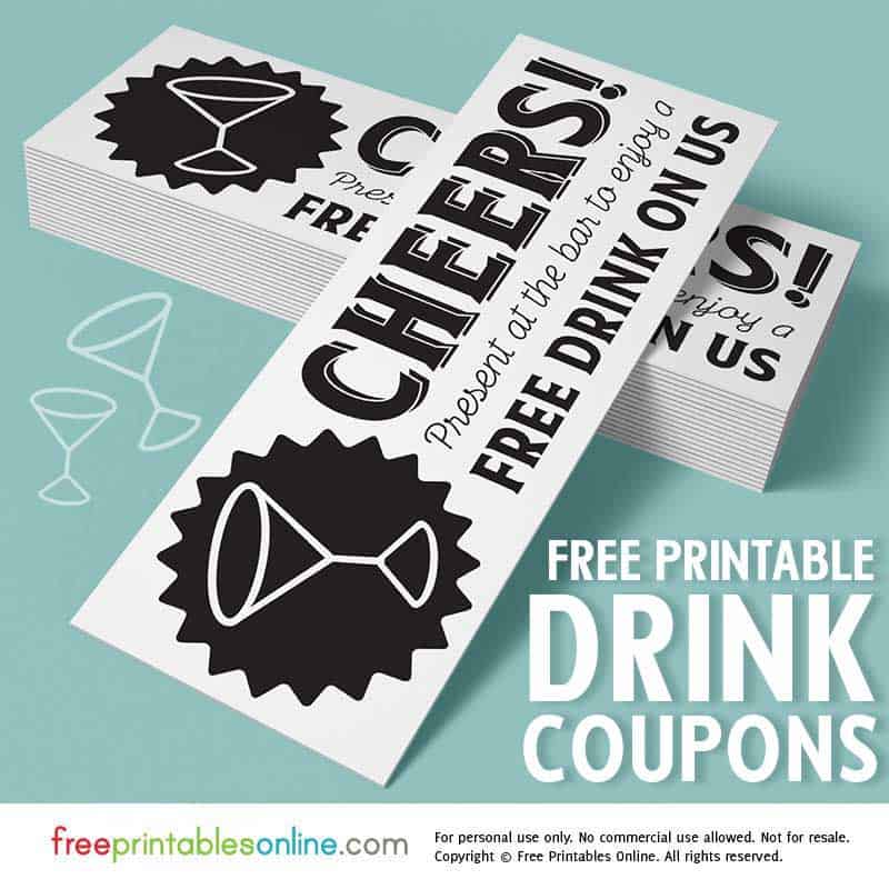 Cheers Free Drink On Us Tickets Printable Cheers Free Drink On Us Tickets Printable