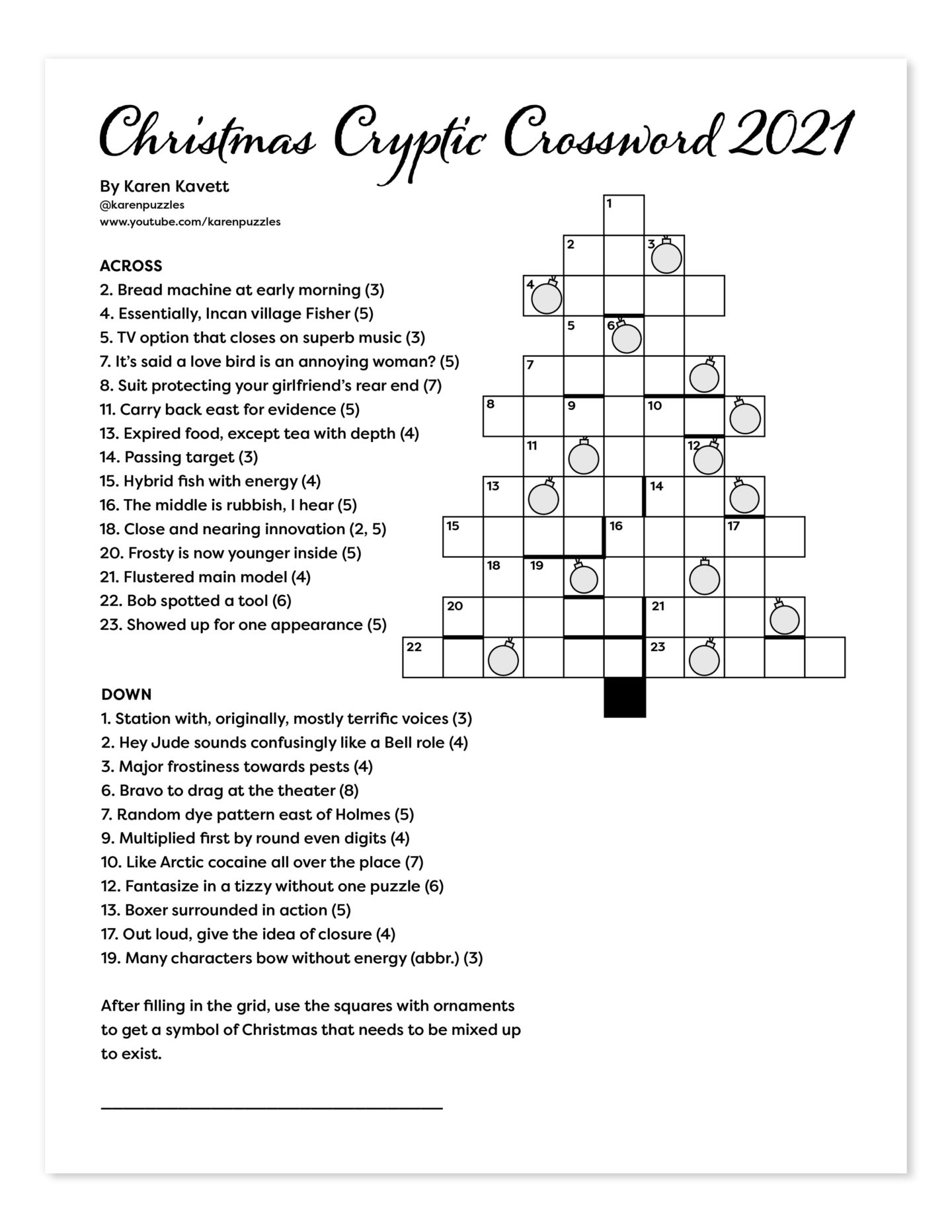 Christmas Cryptic Crossword 2021 Christmas Cryptic Crossword 2021