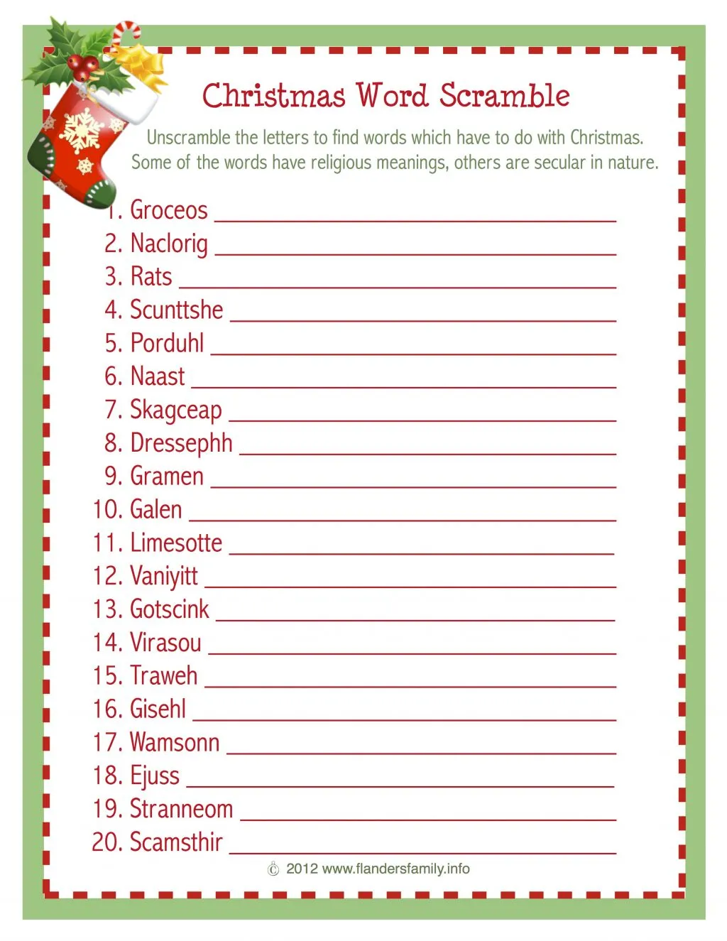 Christmas Word Scramble Free Printable Christmas Word Scramble Free Printable
