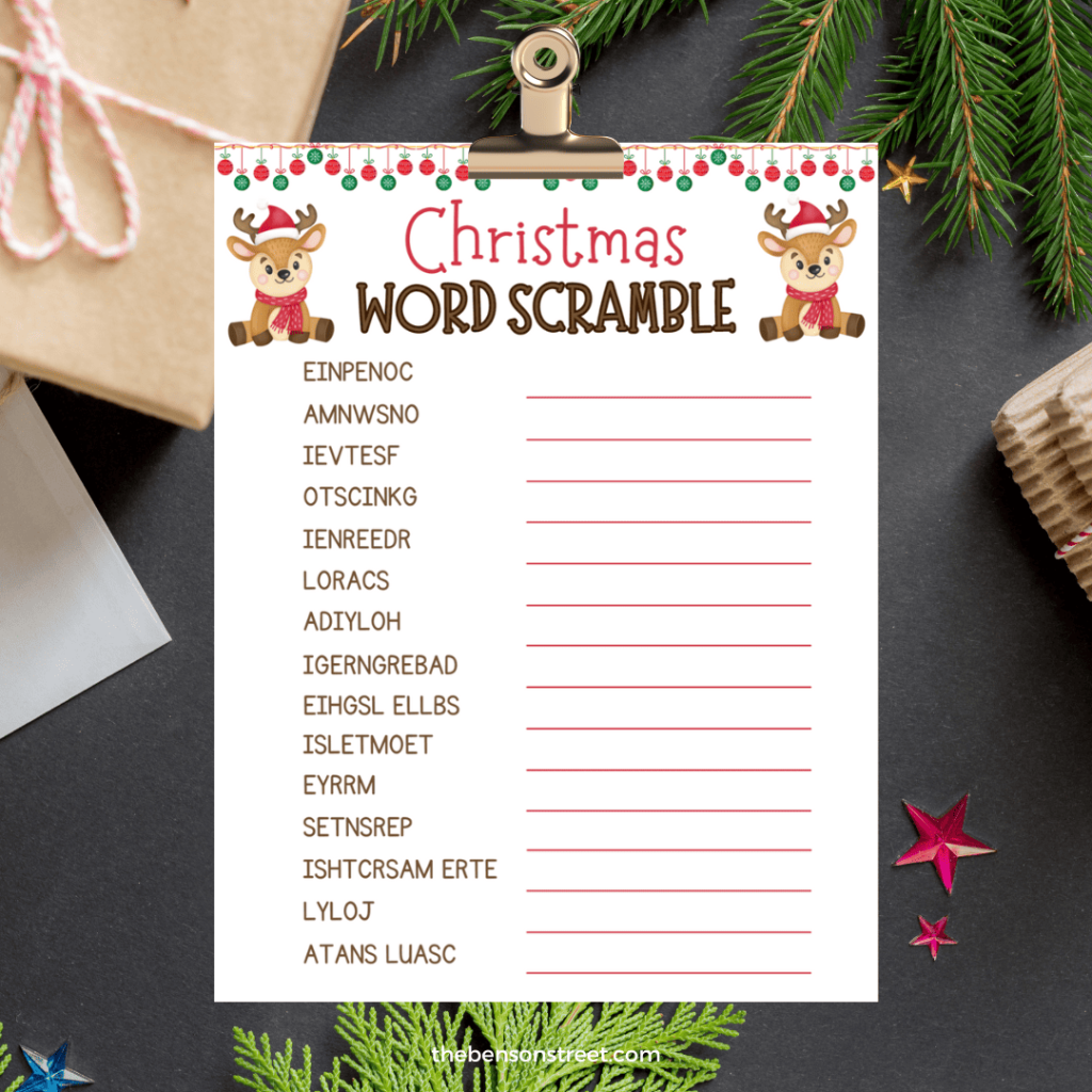 Christmas Word Scramble Printable Christmas Word Scramble Printable