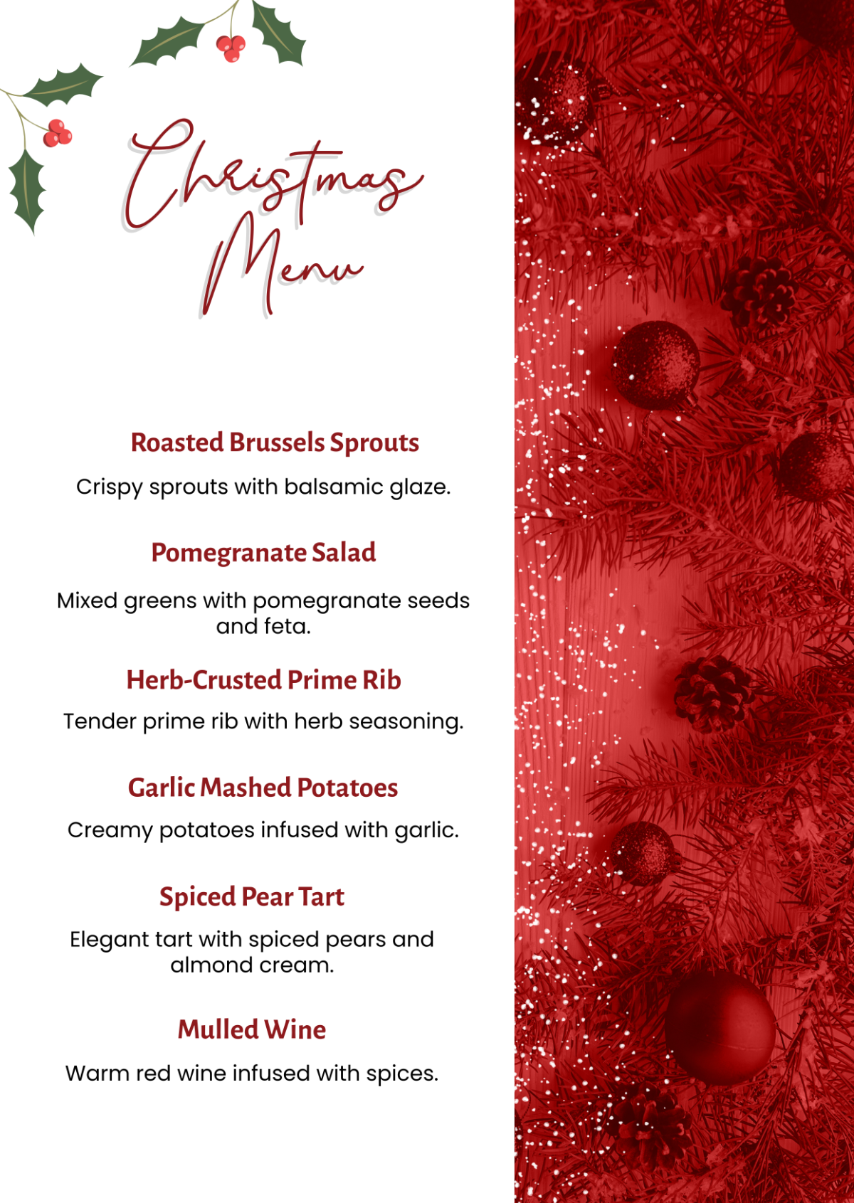 christmas menu printable template free christmas menu printable template free