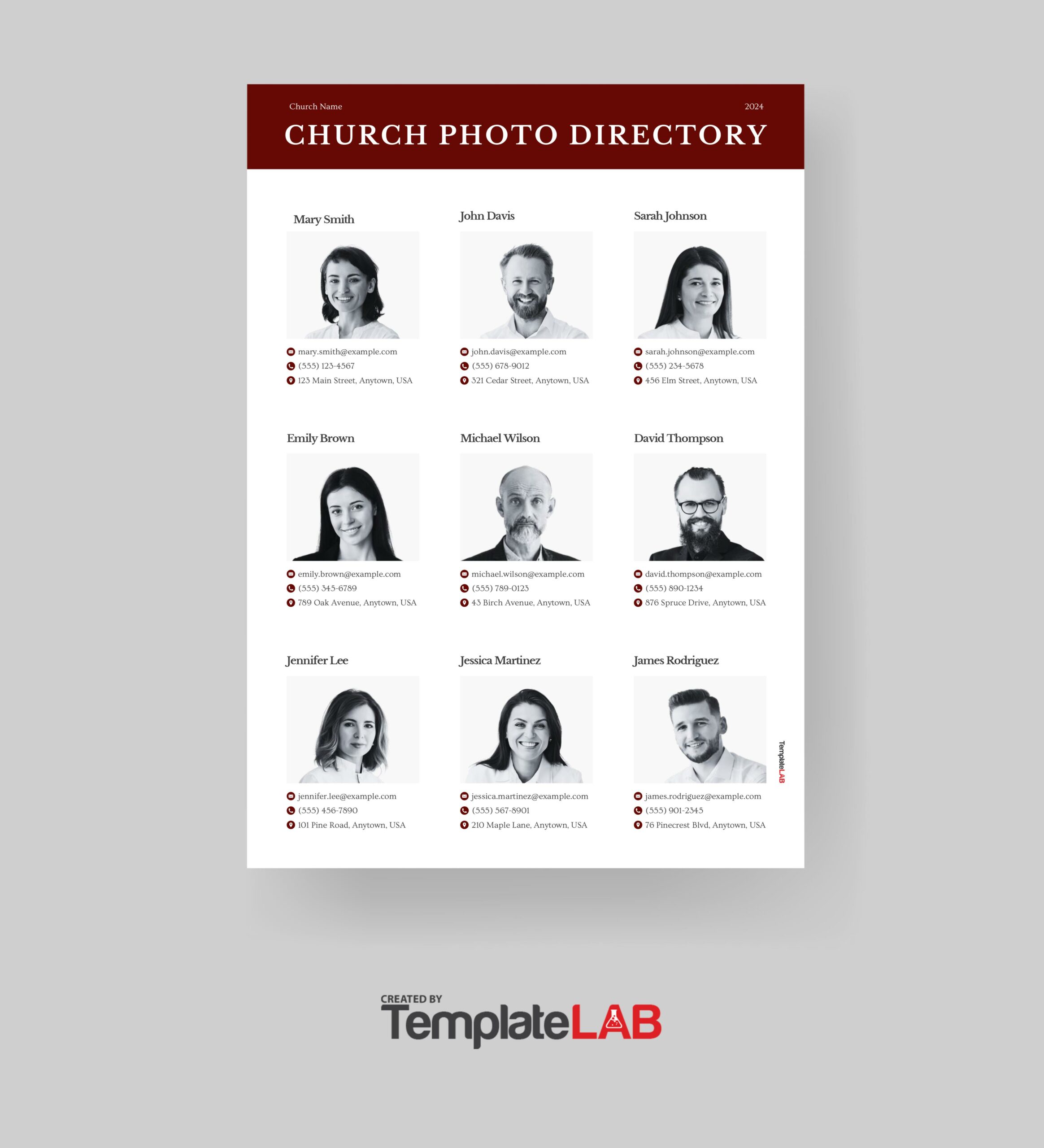 free printable church directory template