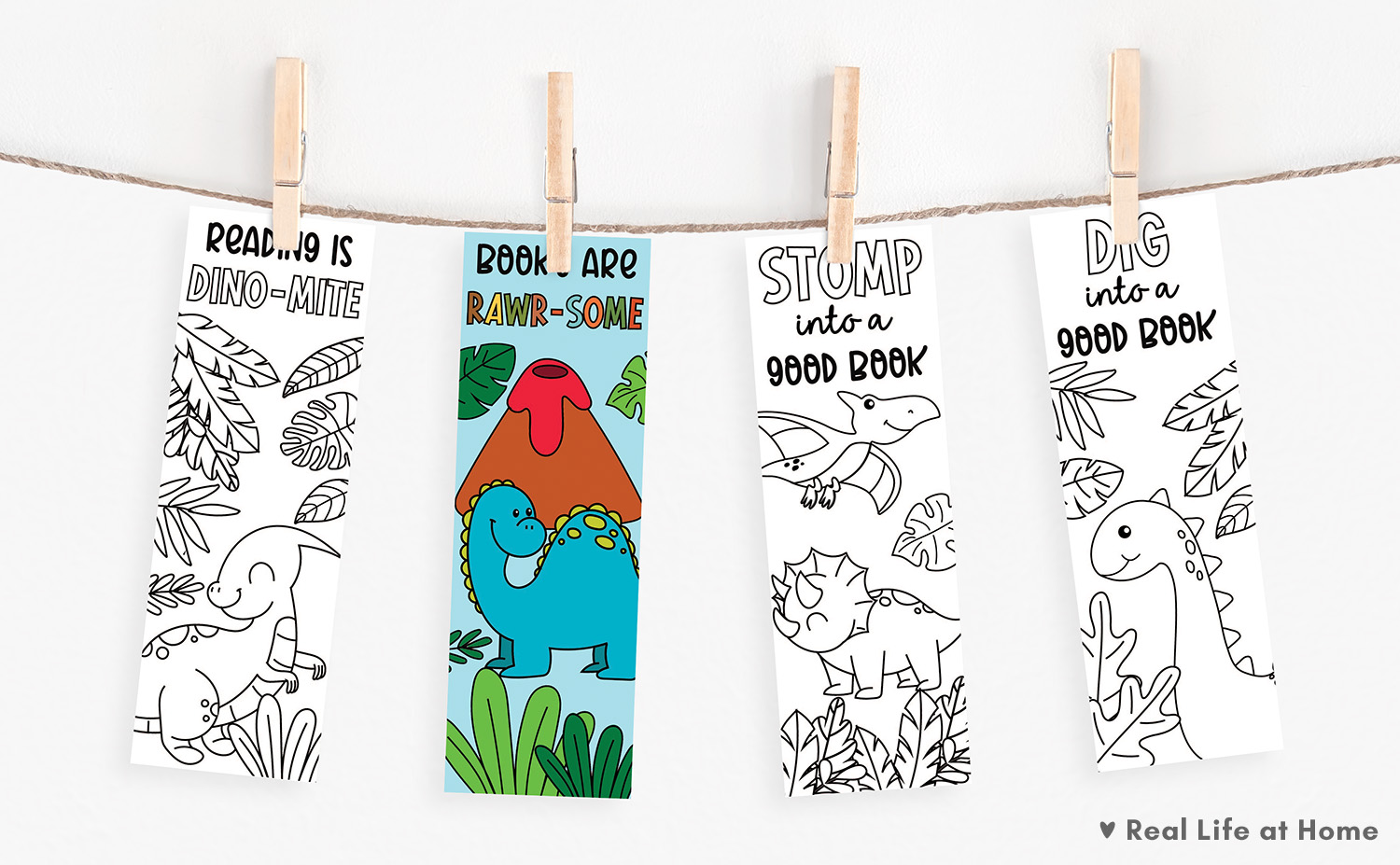 Color Your Own Dinosaur Bookmarks Color Your Own Dinosaur Bookmarks
