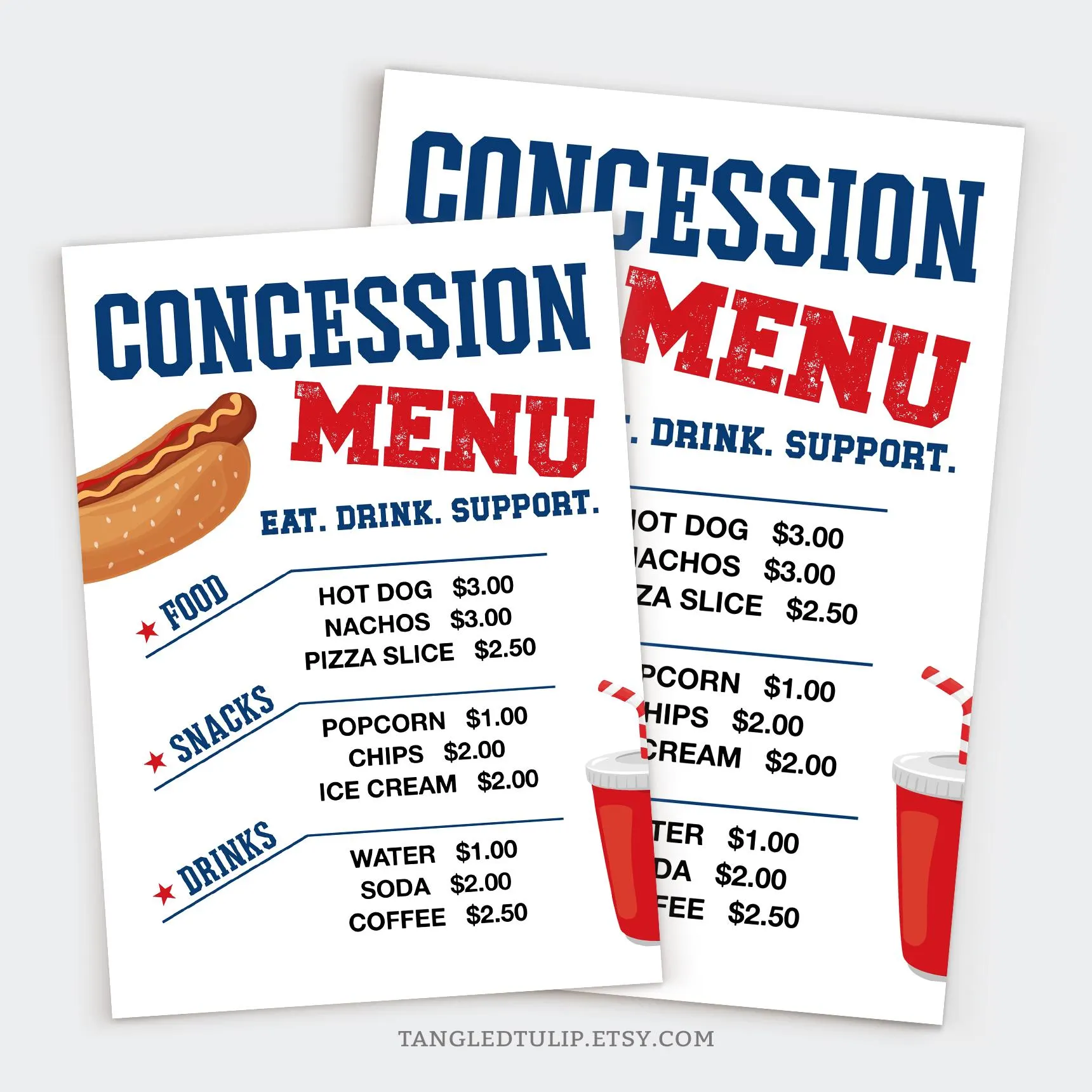 Concession Menu Poster Refreshment Stand Concession Menu Poster Refreshment Stand