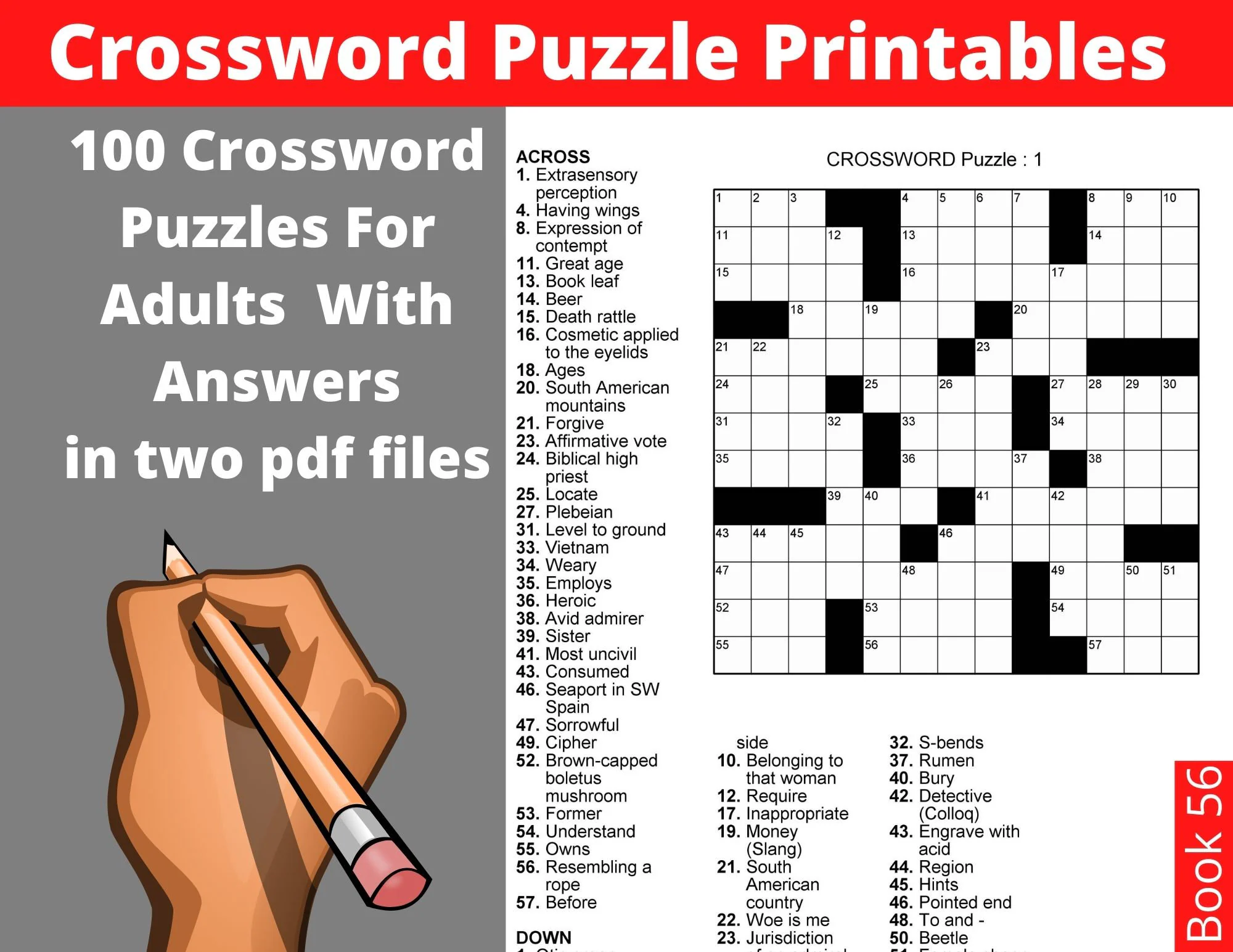 Crossword Puzzle Printables For Adults