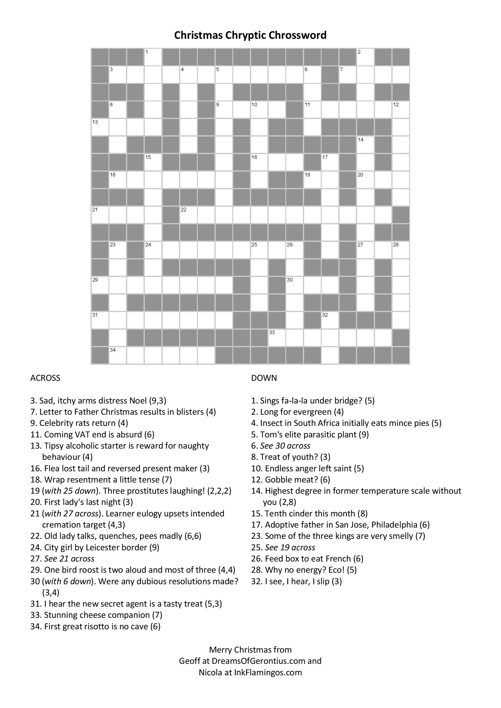 Cryptic Crossword Primer For Christmas Cryptic Crossword Primer For Christmas