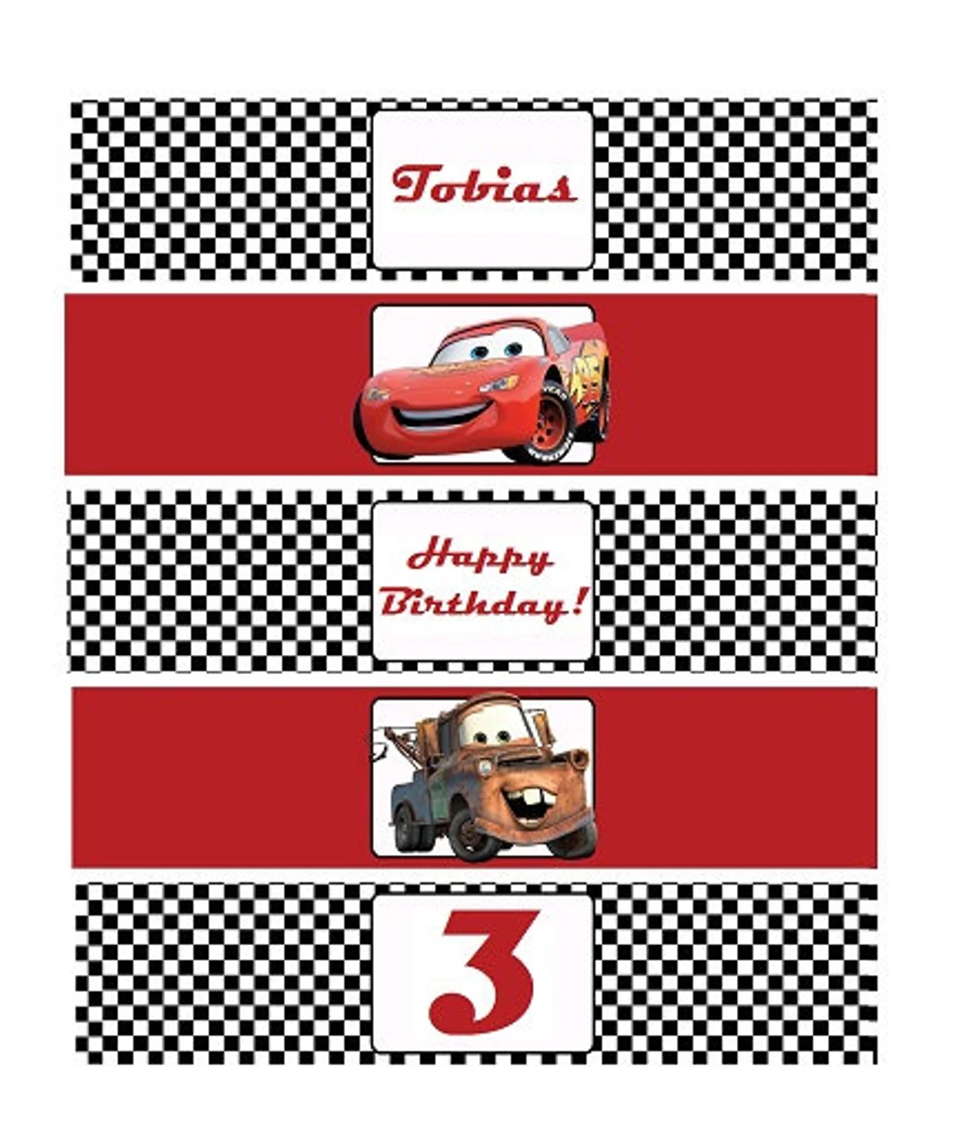 Disney Cars Birthday Water Bottle