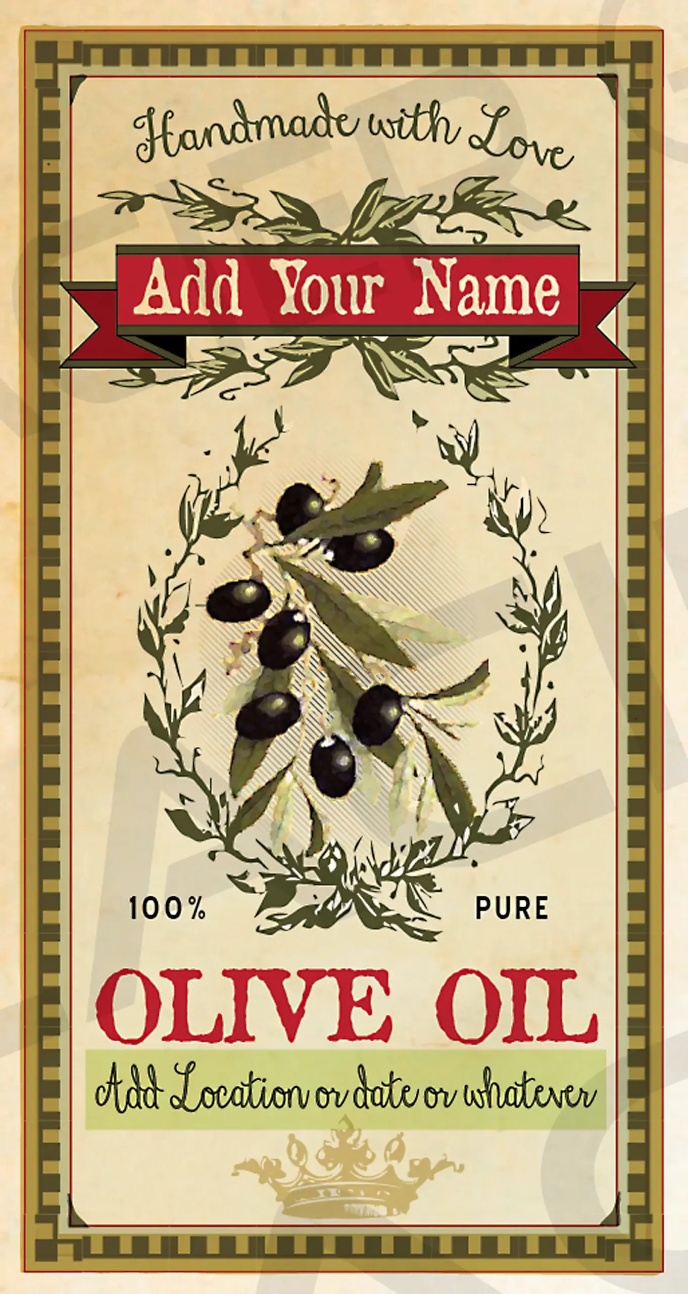 Diy Homemade Olive Oil Labels Editable Diy Homemade Olive Oil Labels Editable