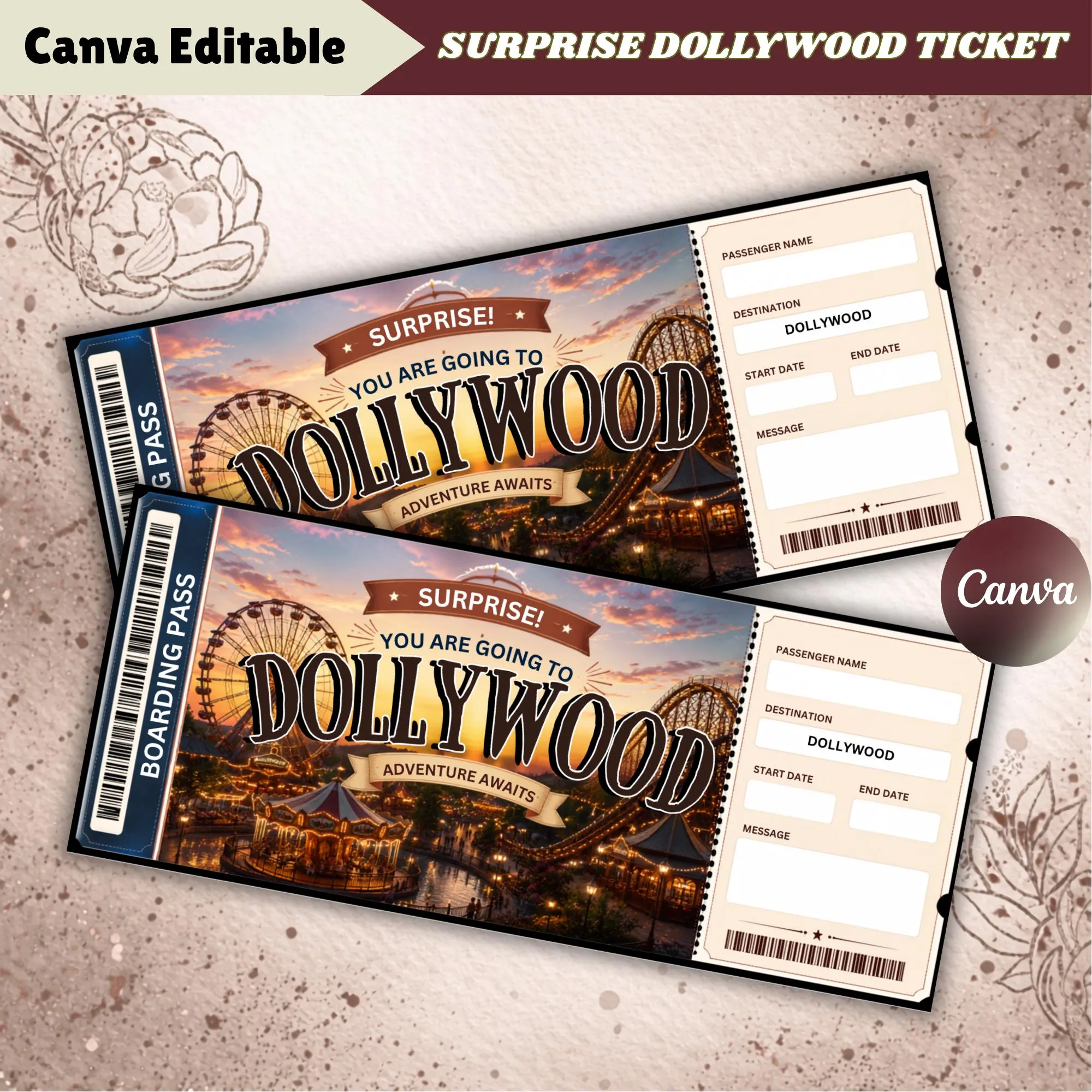 Dollywood Ticket Printable Dollywood Ticket Printable