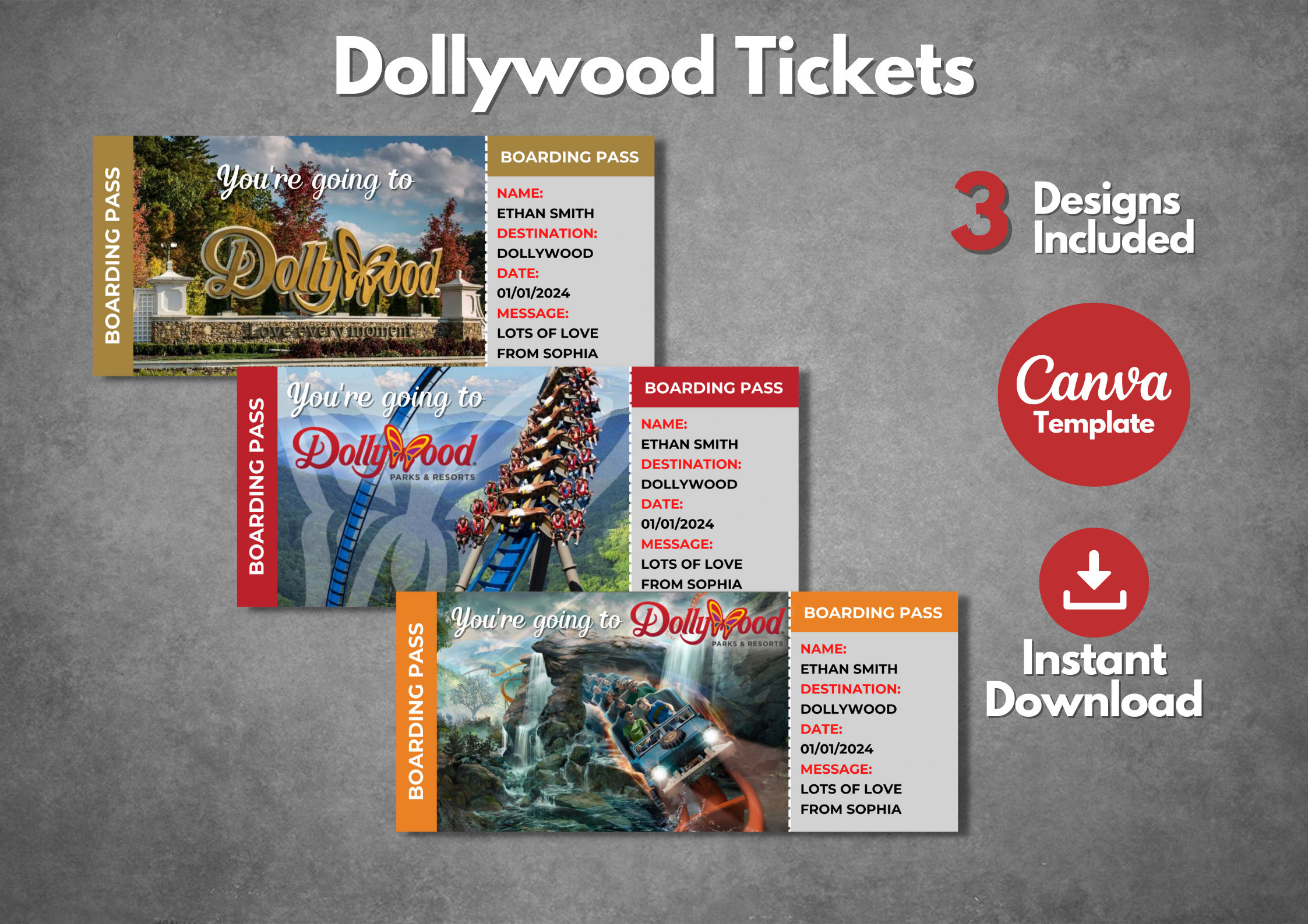 Editable Dollywood Surprise Ticket Editable Dollywood Surprise Ticket