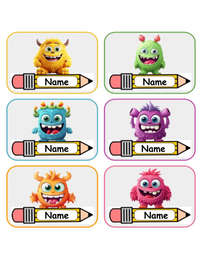 free printable monster name tags