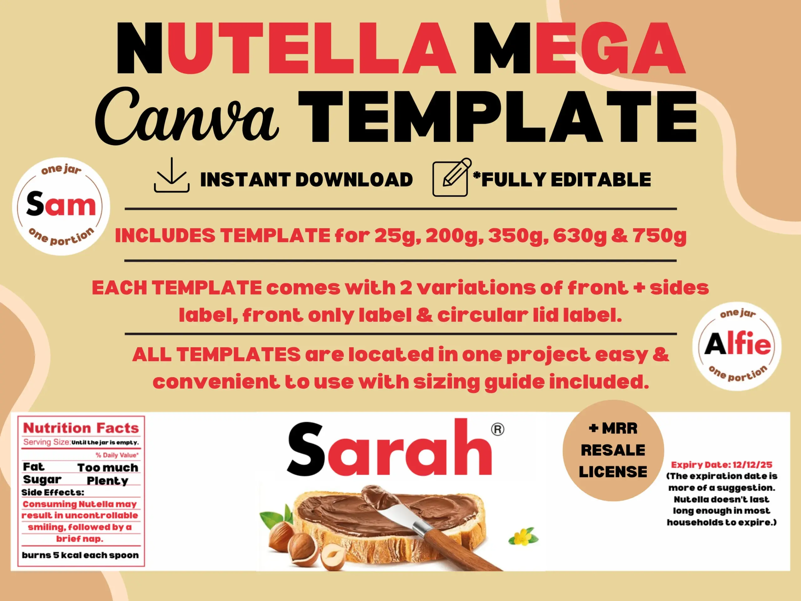 Editable Nutella Mega Template Digital