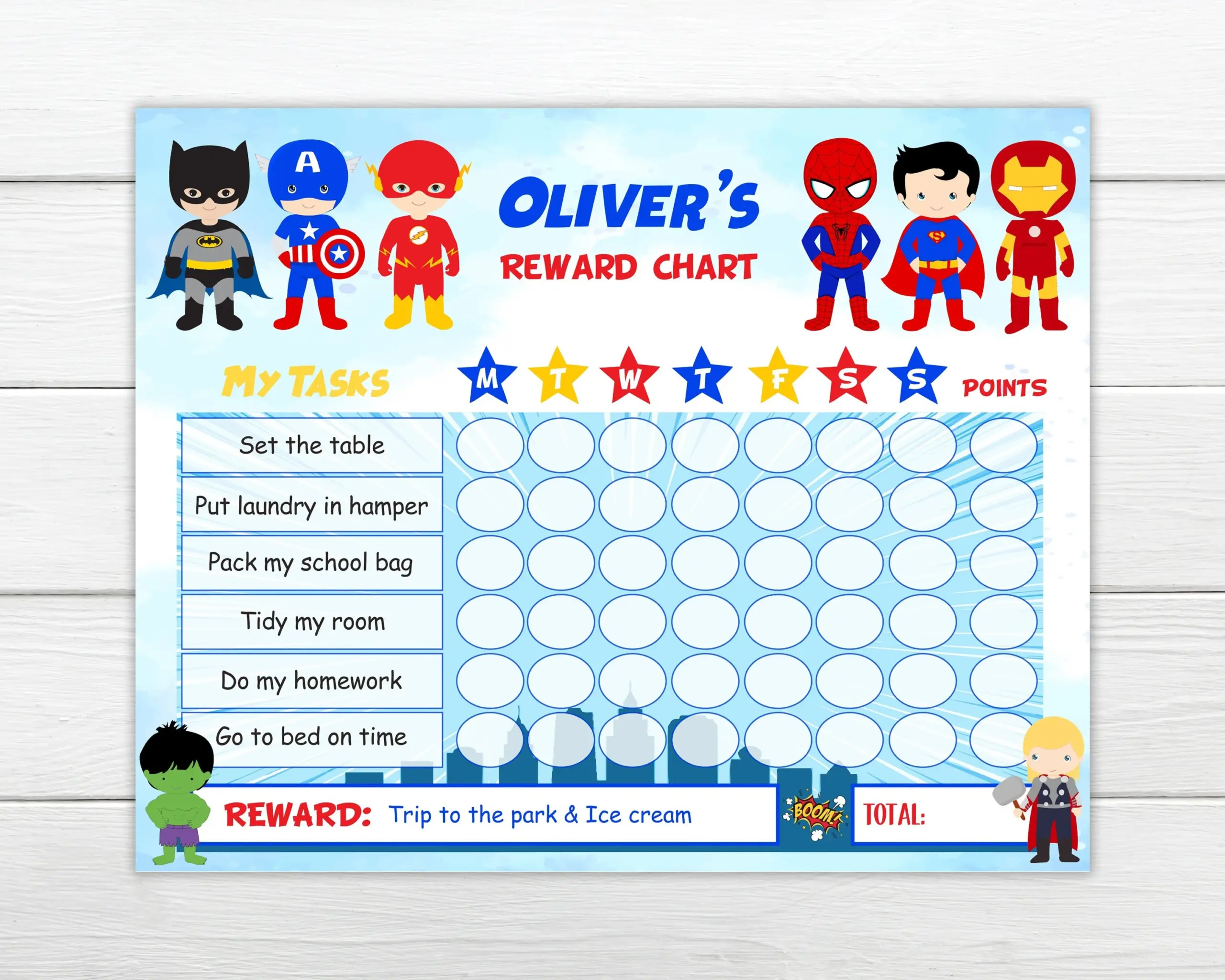 Editable Superhero Reward Chart Homework Editable Superhero Reward Chart Homework