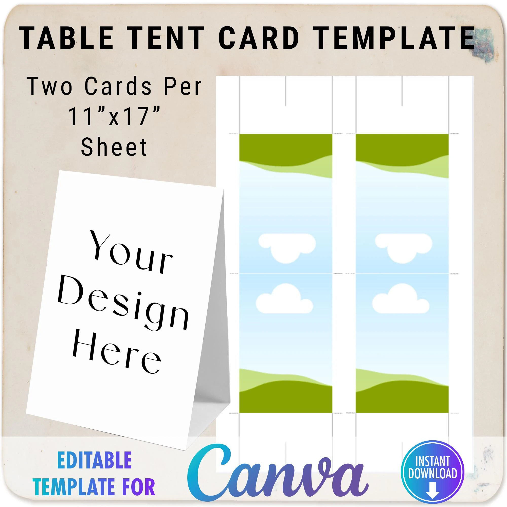 Editable Table Tent Template Canva