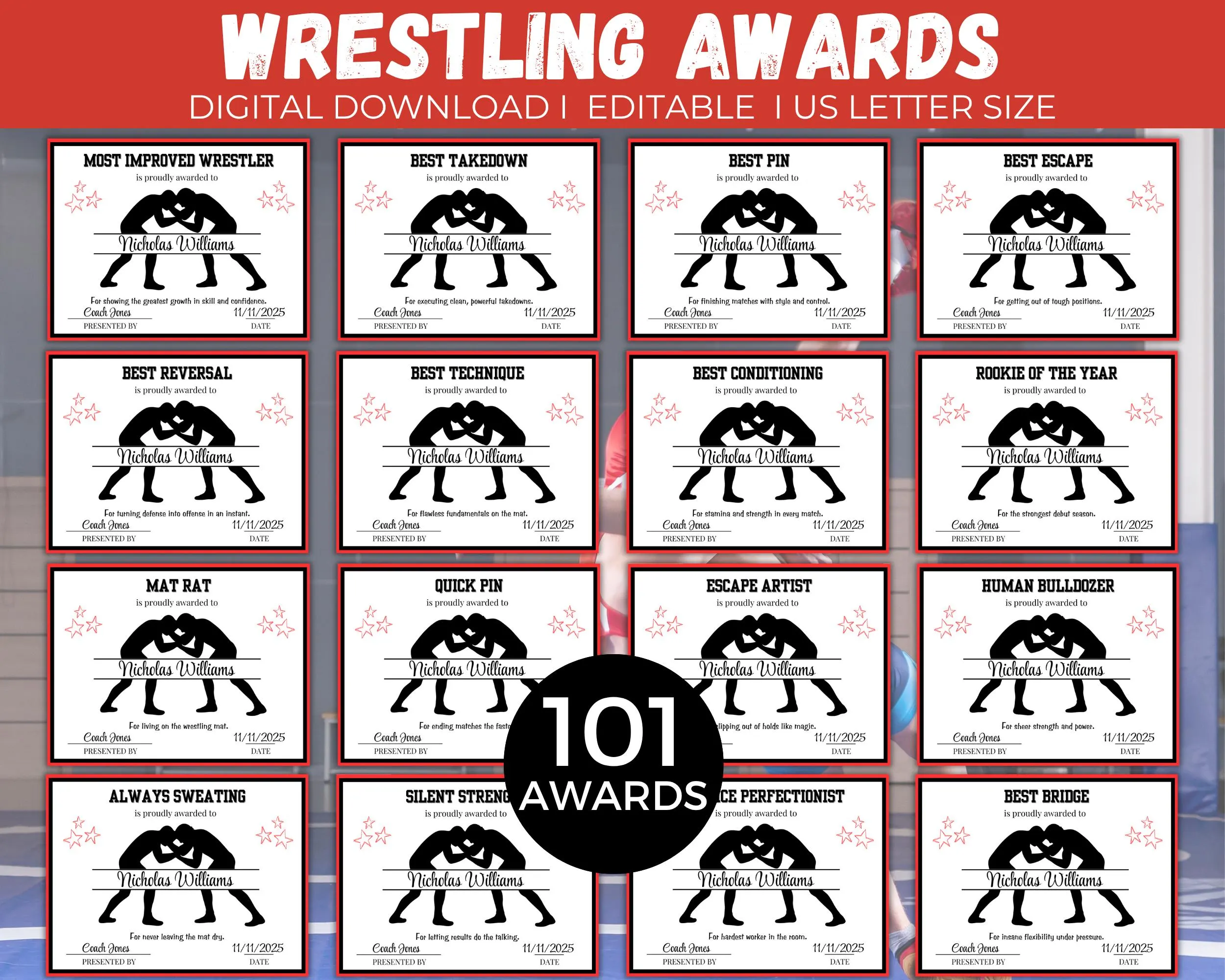 free printable wrestling certificates