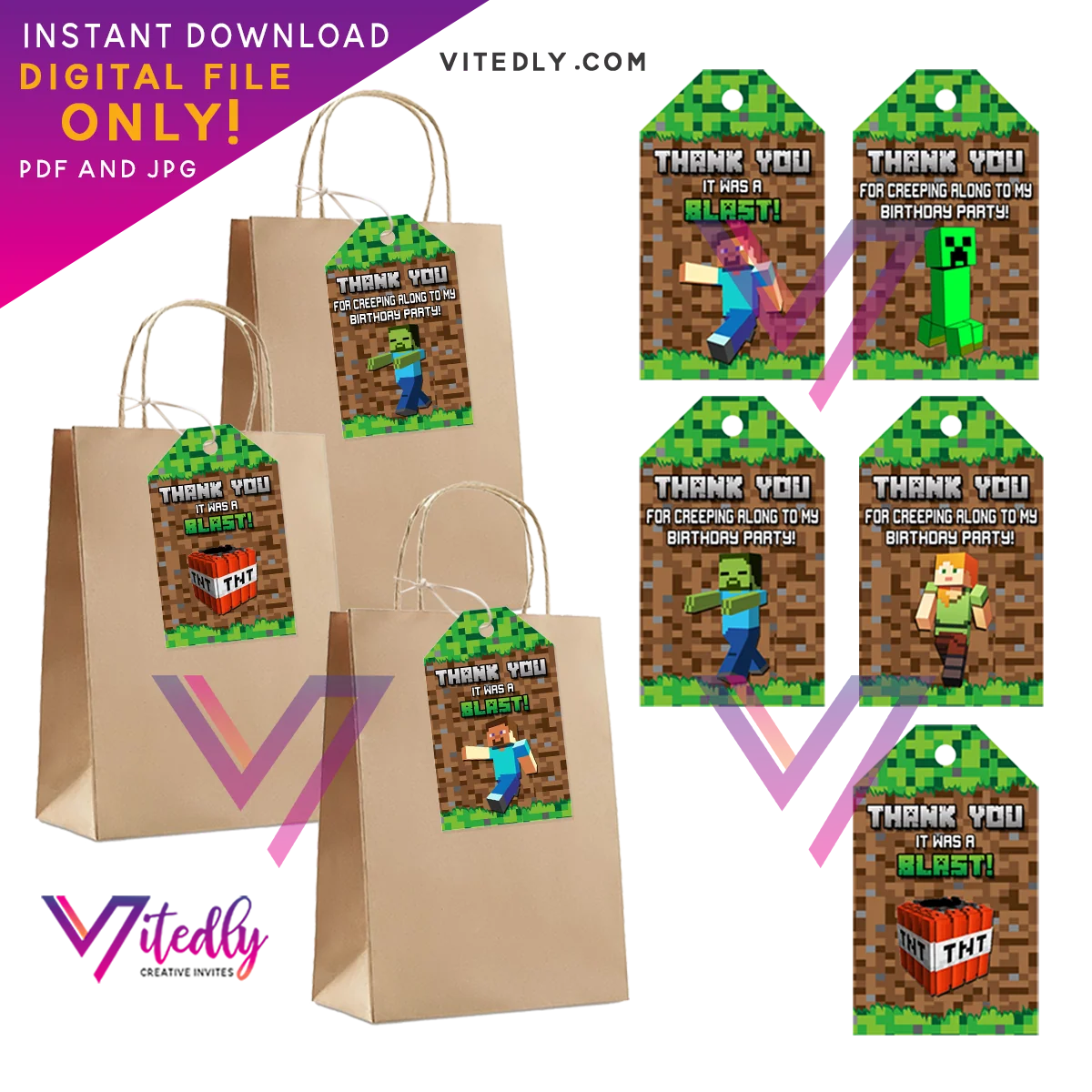 Favor Minecraft Thank You Tags Favor Minecraft Thank You Tags