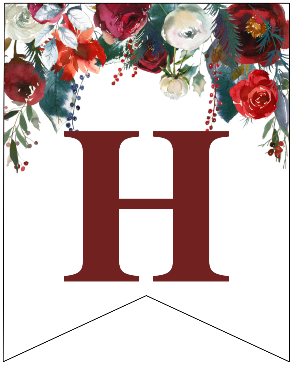 Floral Christmas Banner Letters