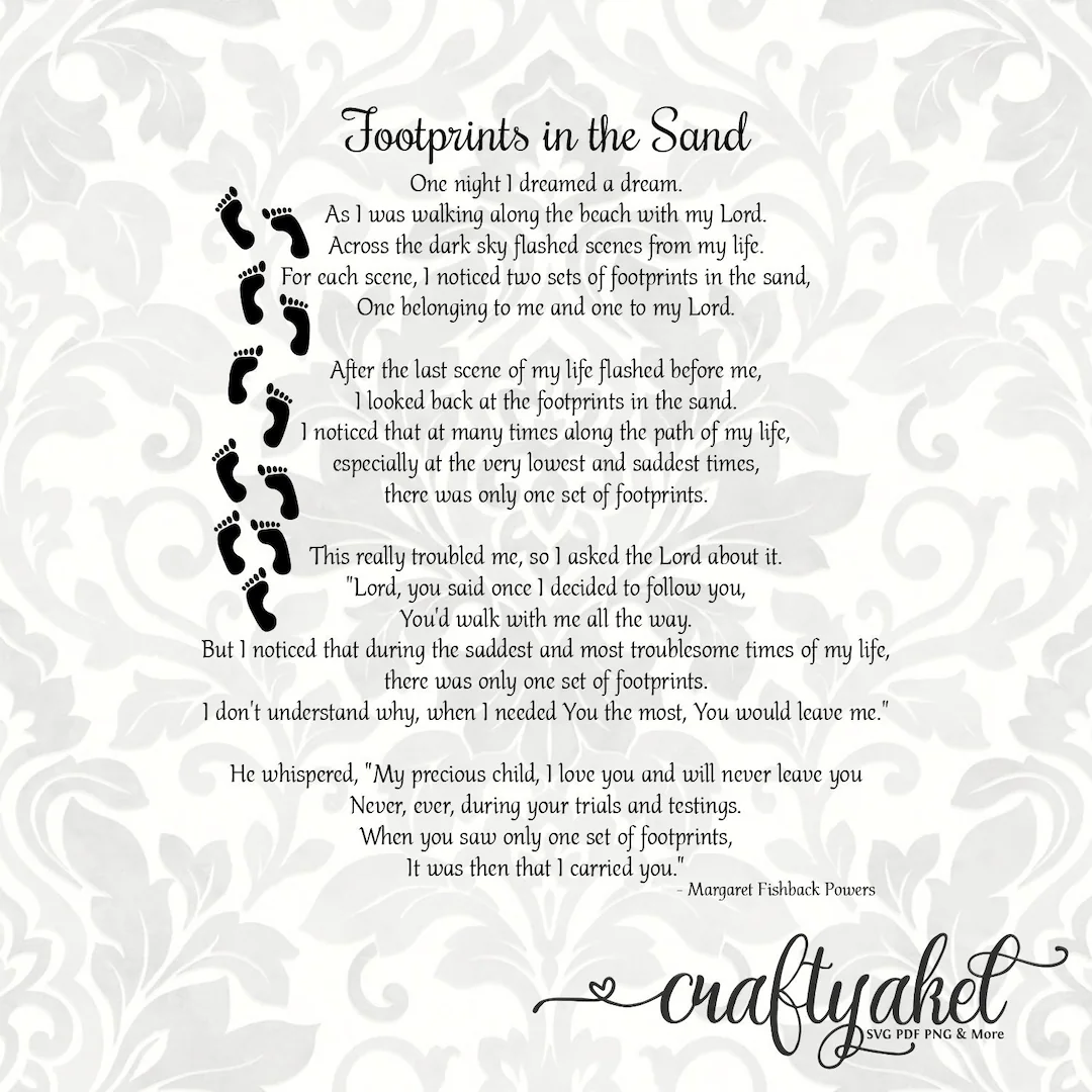 Footprints In The Sand Poem Svg Pdf Png