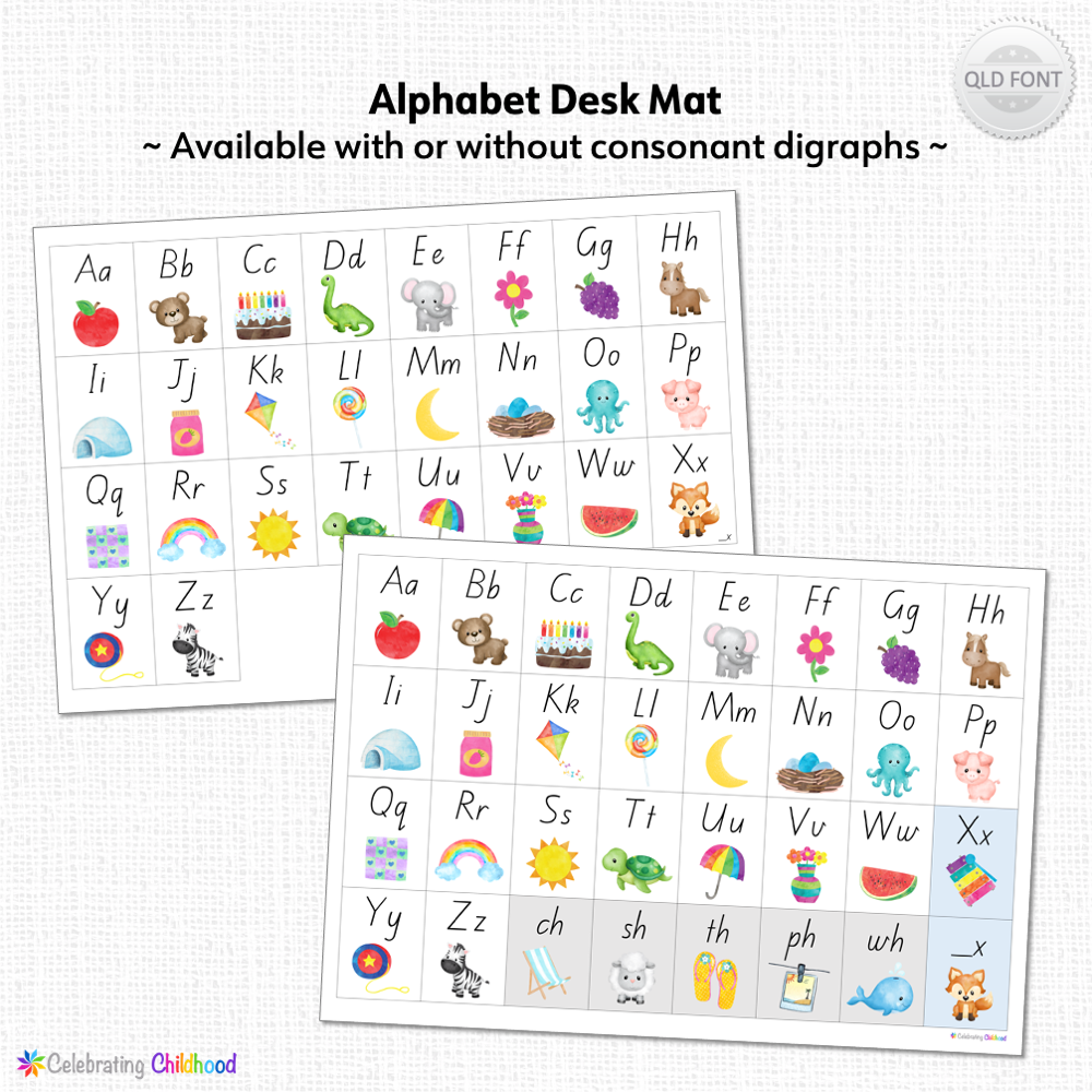 Free Alphabet Desk Mats In Qld Beginners Font