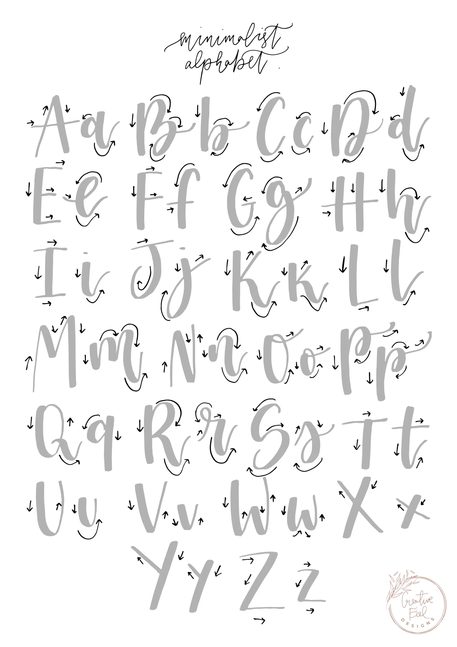 Free Brush Lettering Practice Sheet Minimalist Alphabet