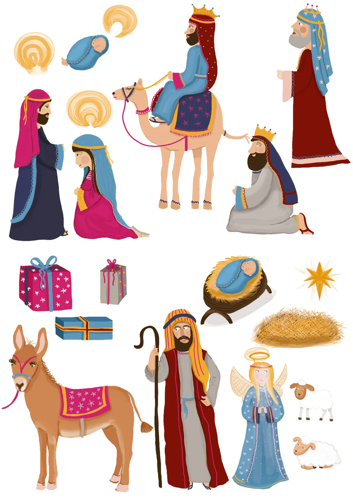 Free Illustrated Nativity Scene Printables Free Illustrated Nativity Scene Printables
