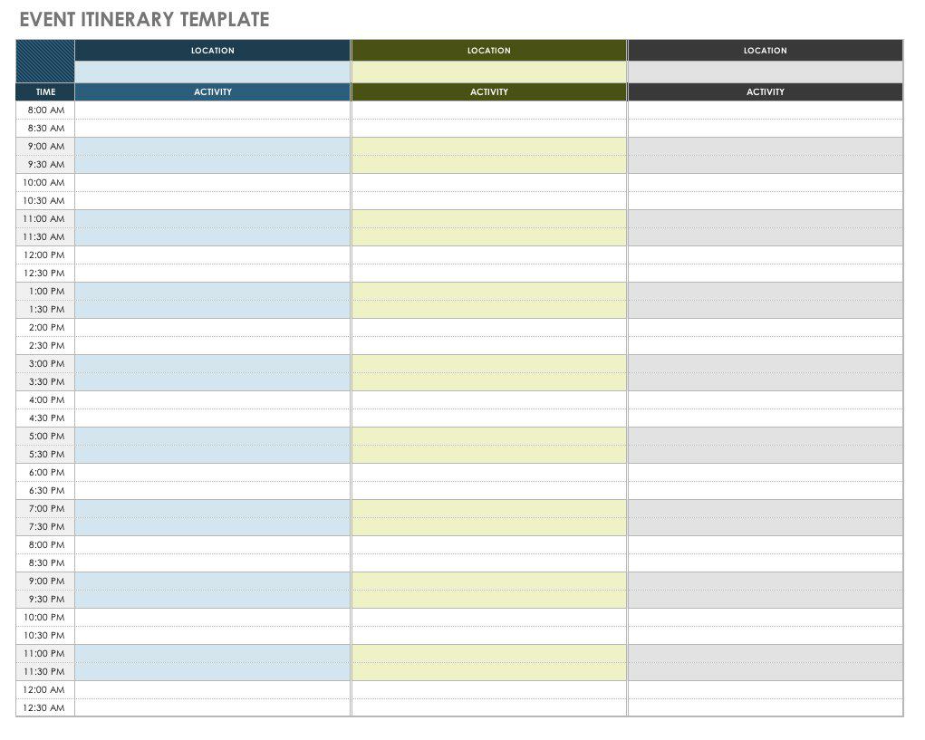 Free Itinerary Templates
