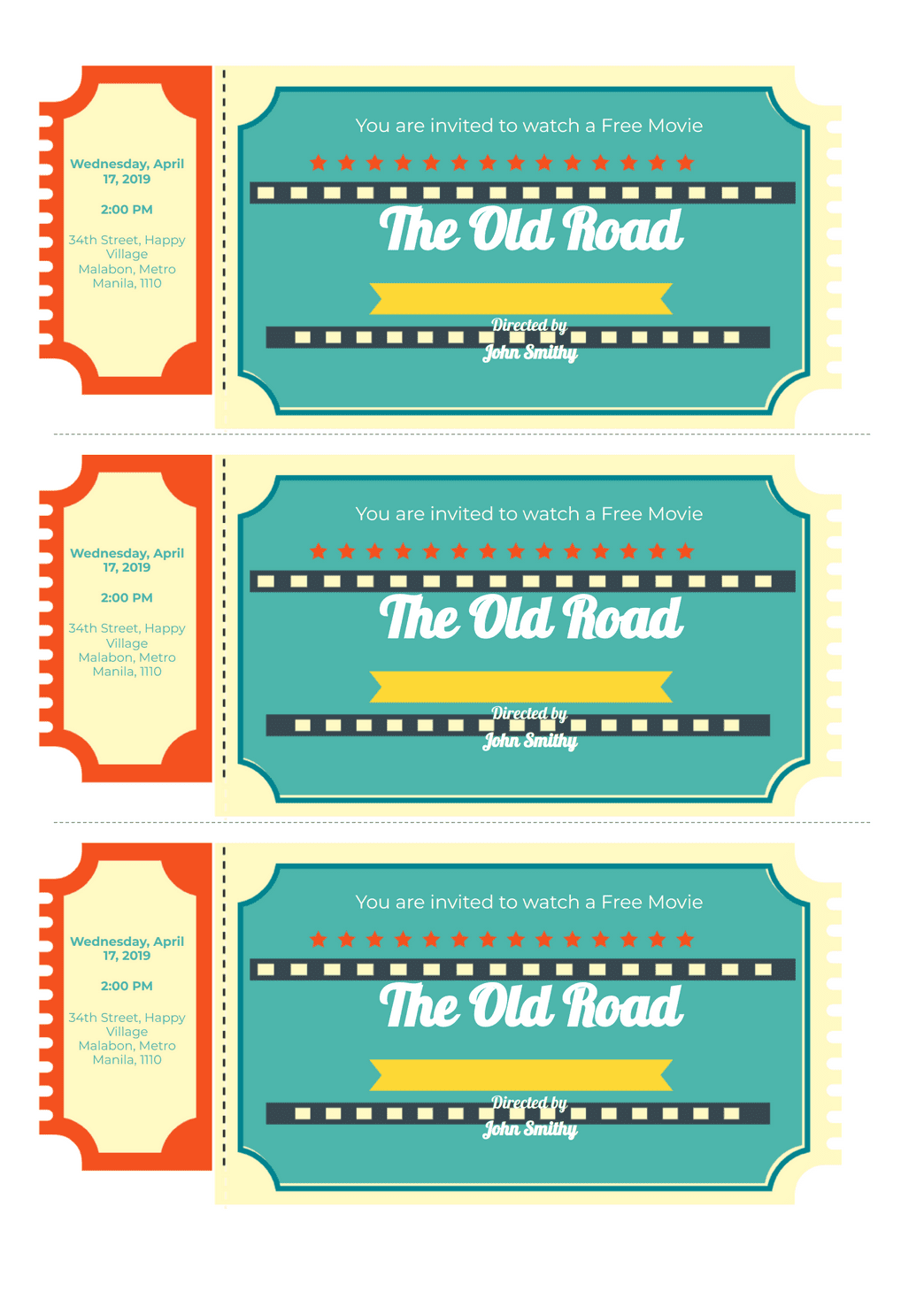 free printable movie tickets free printable movie tickets